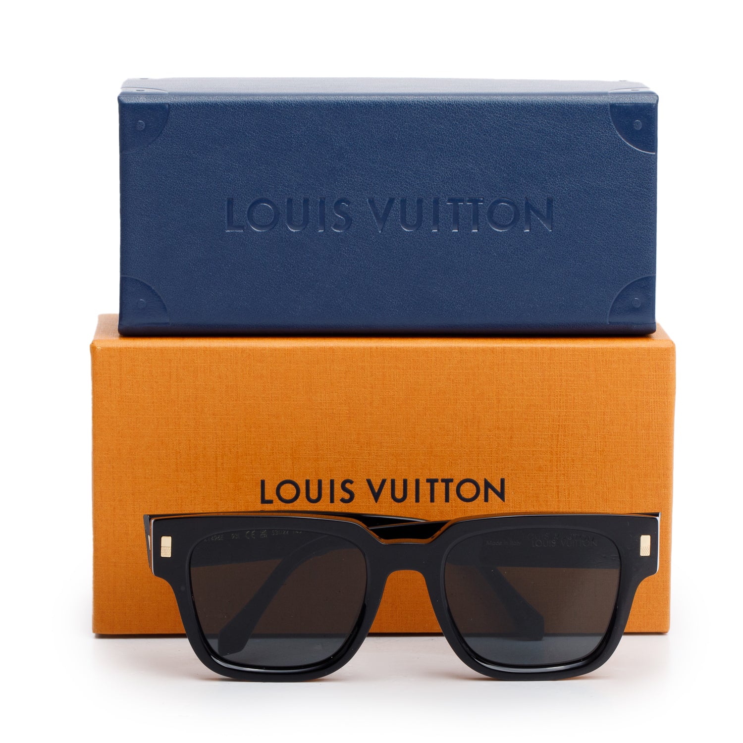 Louis Vuitton 2025 Z1496E Black Acetate Excape Square Sunglasses w/ Box & Case