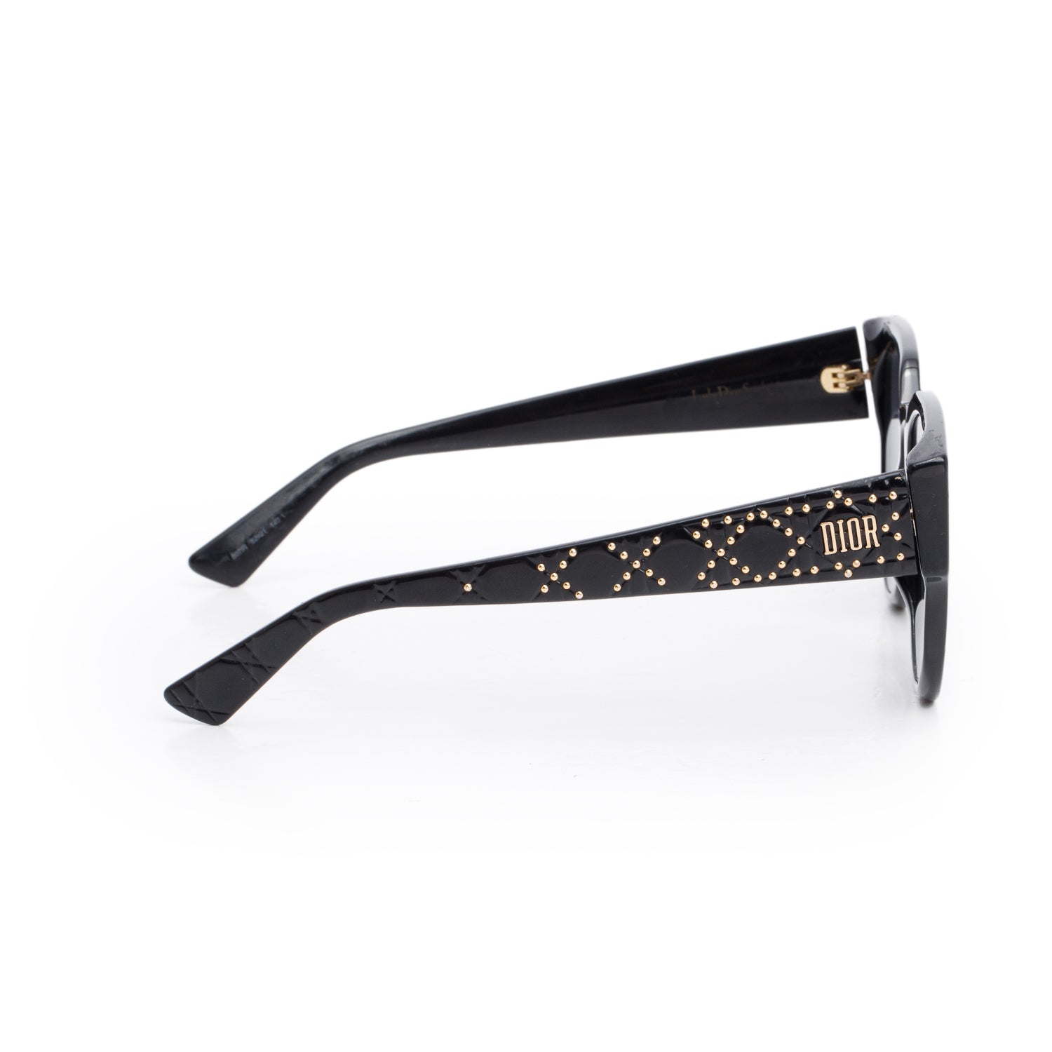 Christian Dior Black Acetate LadyDiorStuds Sunglasses w/ Case & Authenticity Card