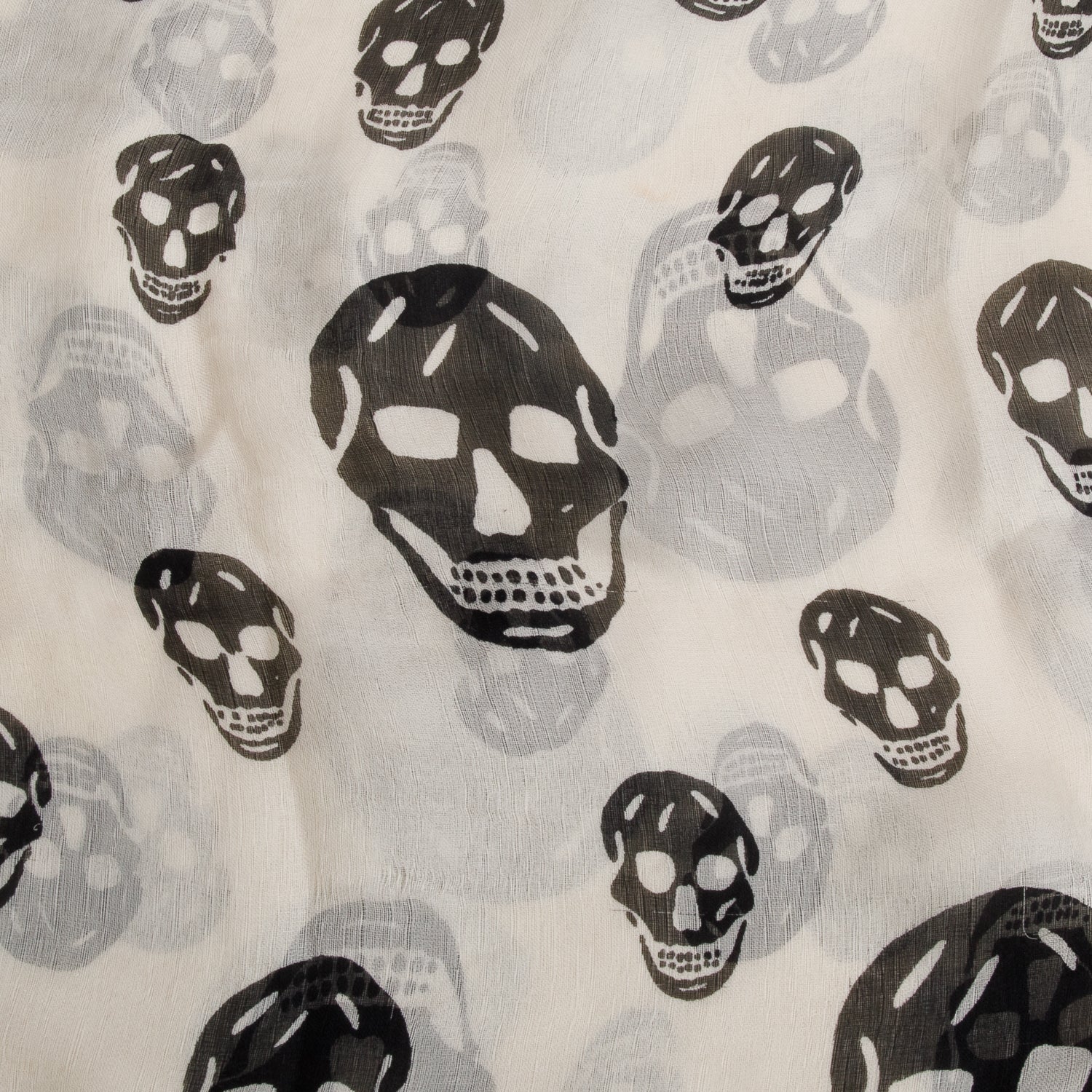 Alexander McQueen White/Black Skull Printed Silk Scarf