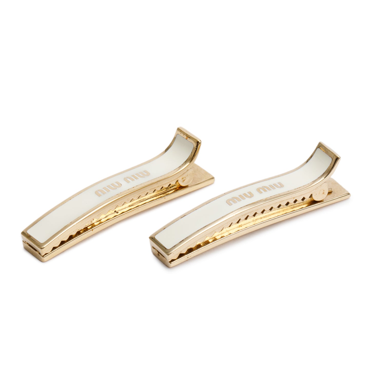 Miu Miu White Logo Hair Clips w/ Box