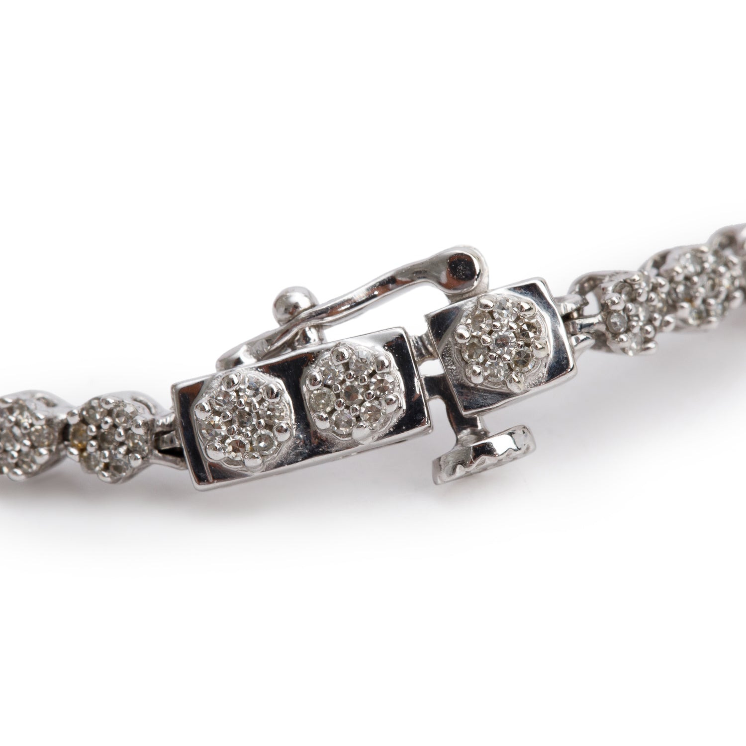 10k White Gold 0.95 tcw. Cluster Diamond Bracelet