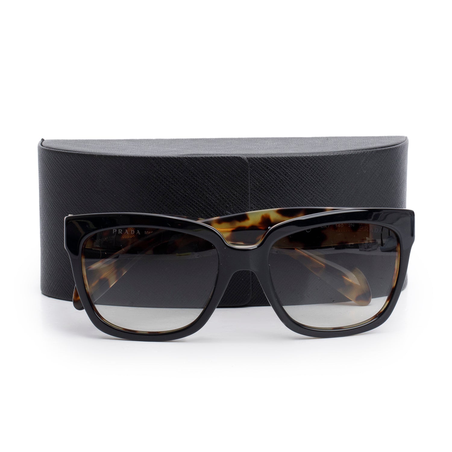 Prada SPR 07P Black/Havana Acetate Square Sunglasses w/ Case