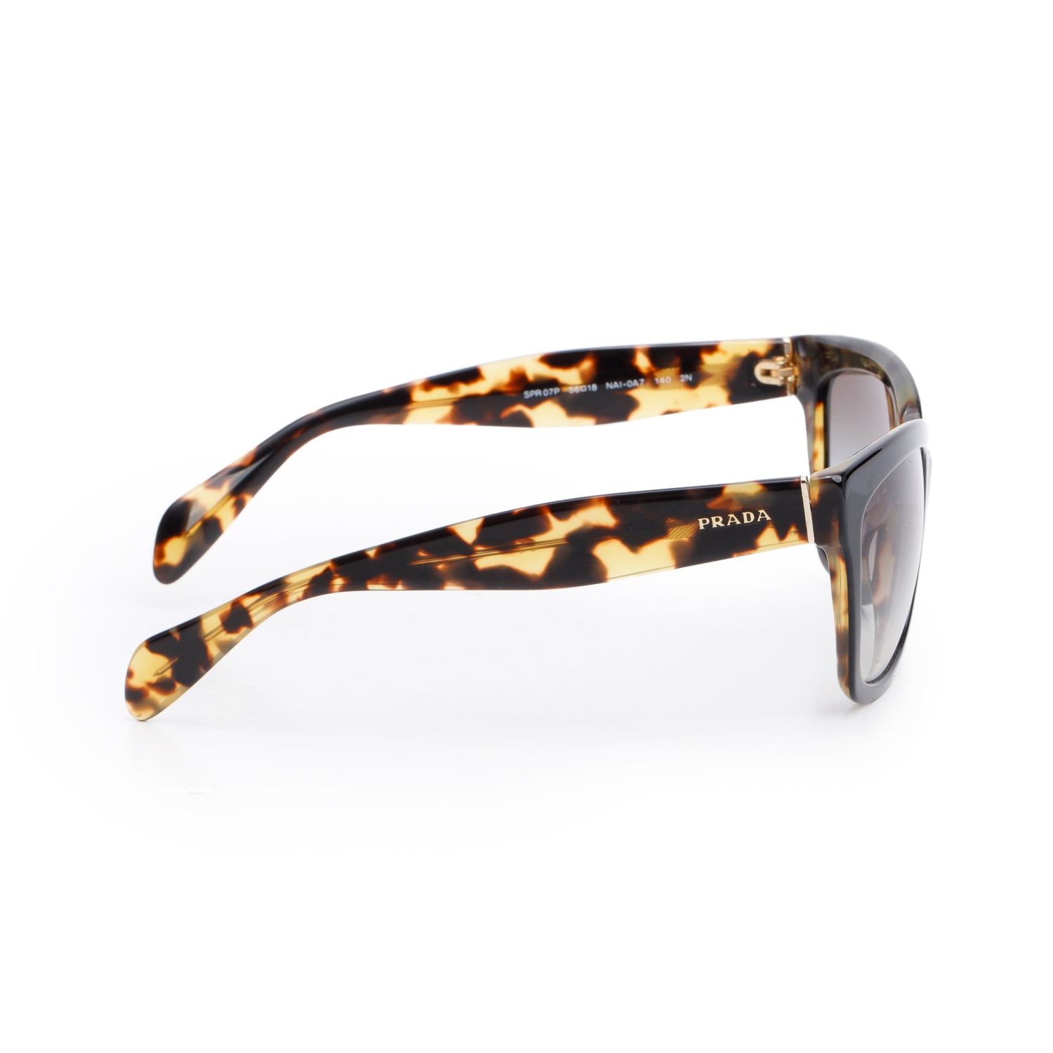 Prada SPR 07P Black/Havana Acetate Square Sunglasses w/ Case