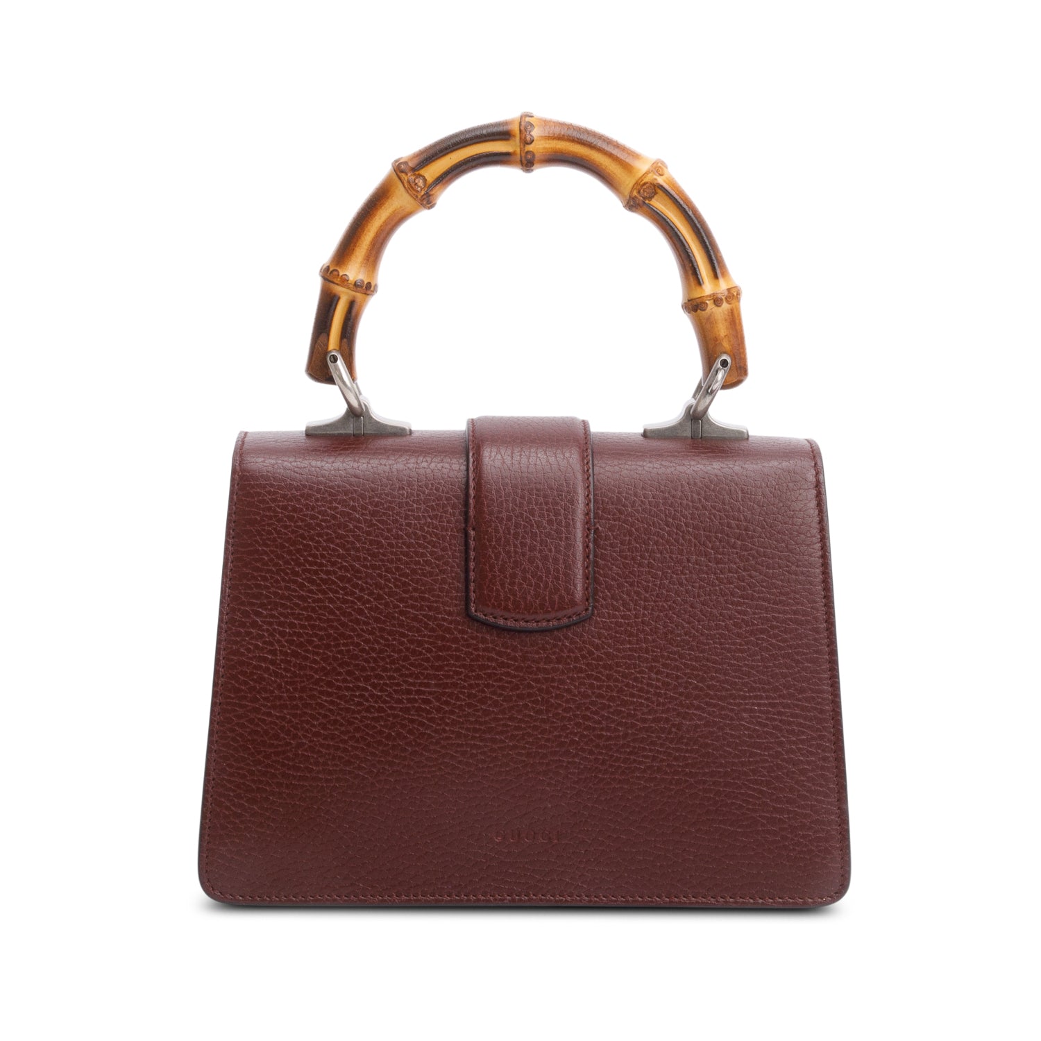 Gucci Burgundy Calfskin Leather Dionysus Bamboo Mini Top Handle Bag w/ Strap
