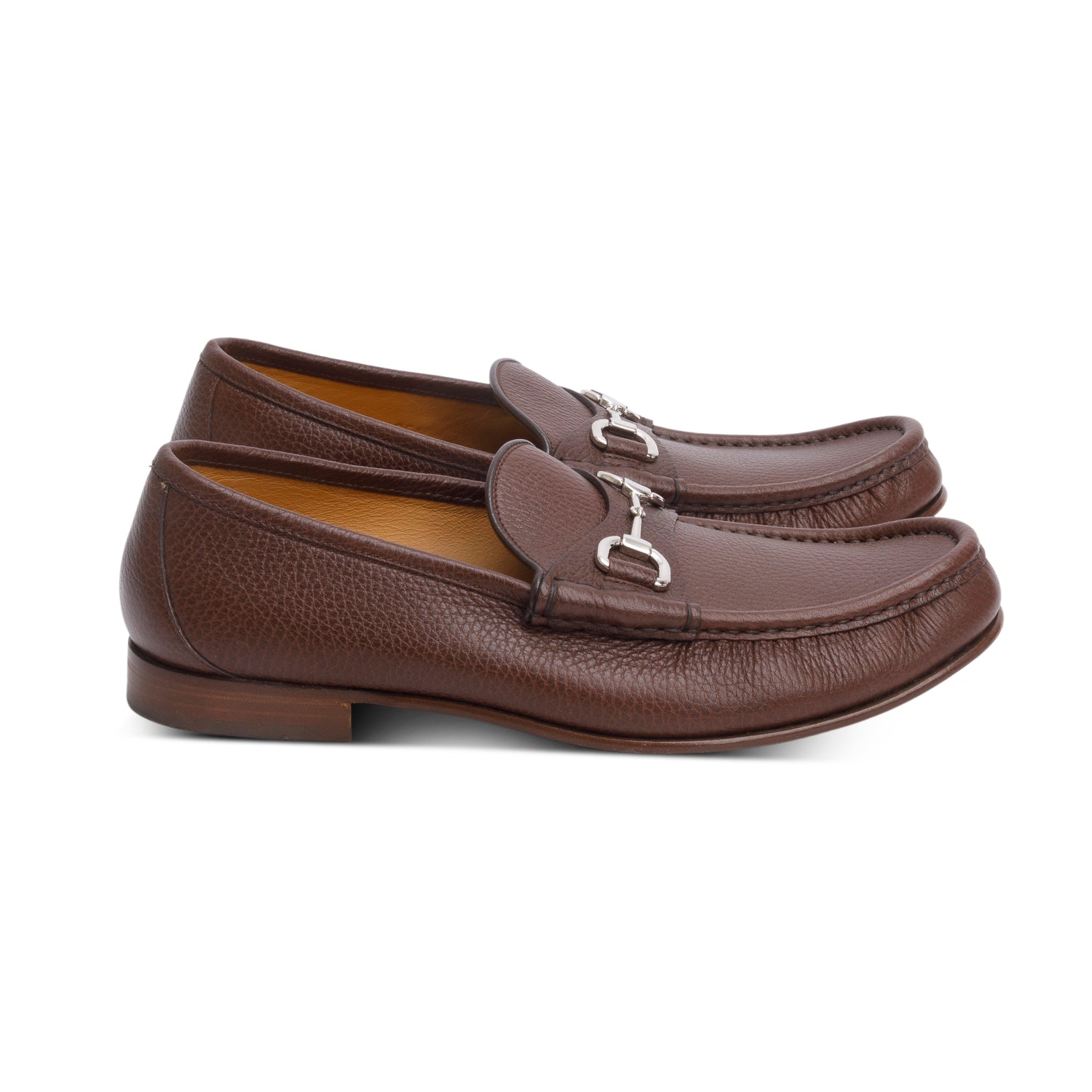 Gucci Brown Leather Horsebit 1953 Accent Drive Loafers, Men's Size 7.5