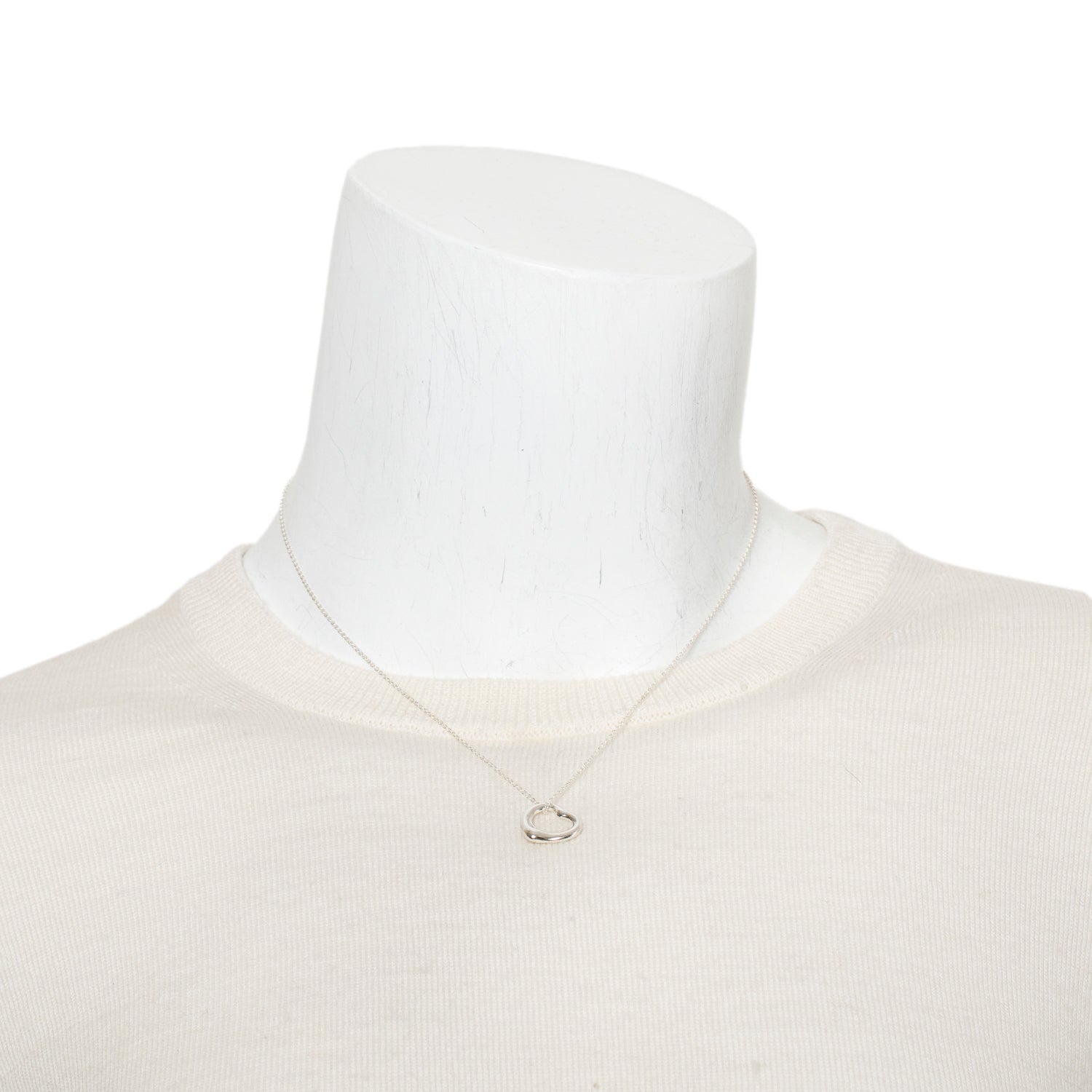 Tiffany & Co. Elsa Peretti Sterling Silver 16 MM Open Heart Pendant Necklace