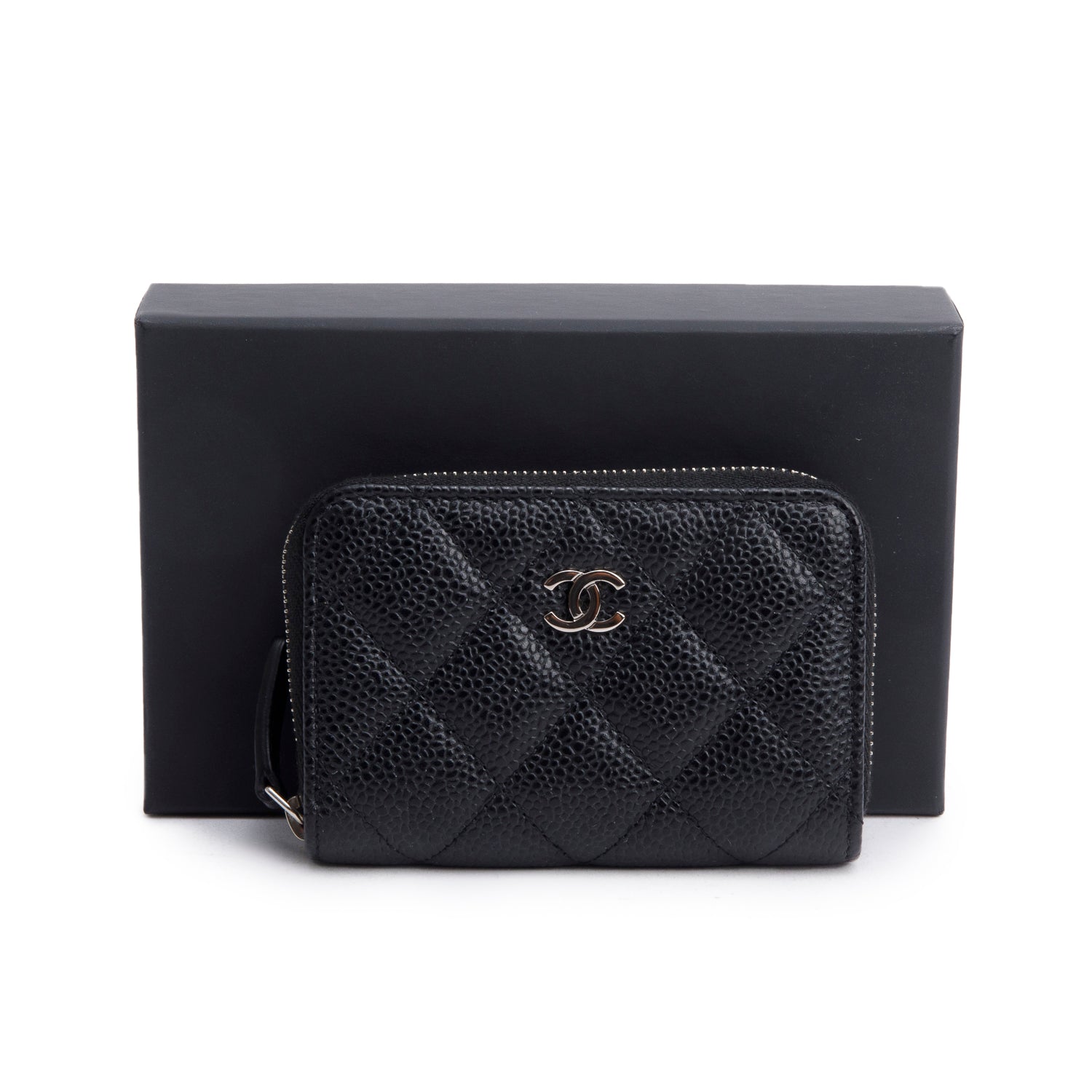 Chanel Black Caviar Leather Classic Zipped Coin Purse w/ Box & Authenticity Card