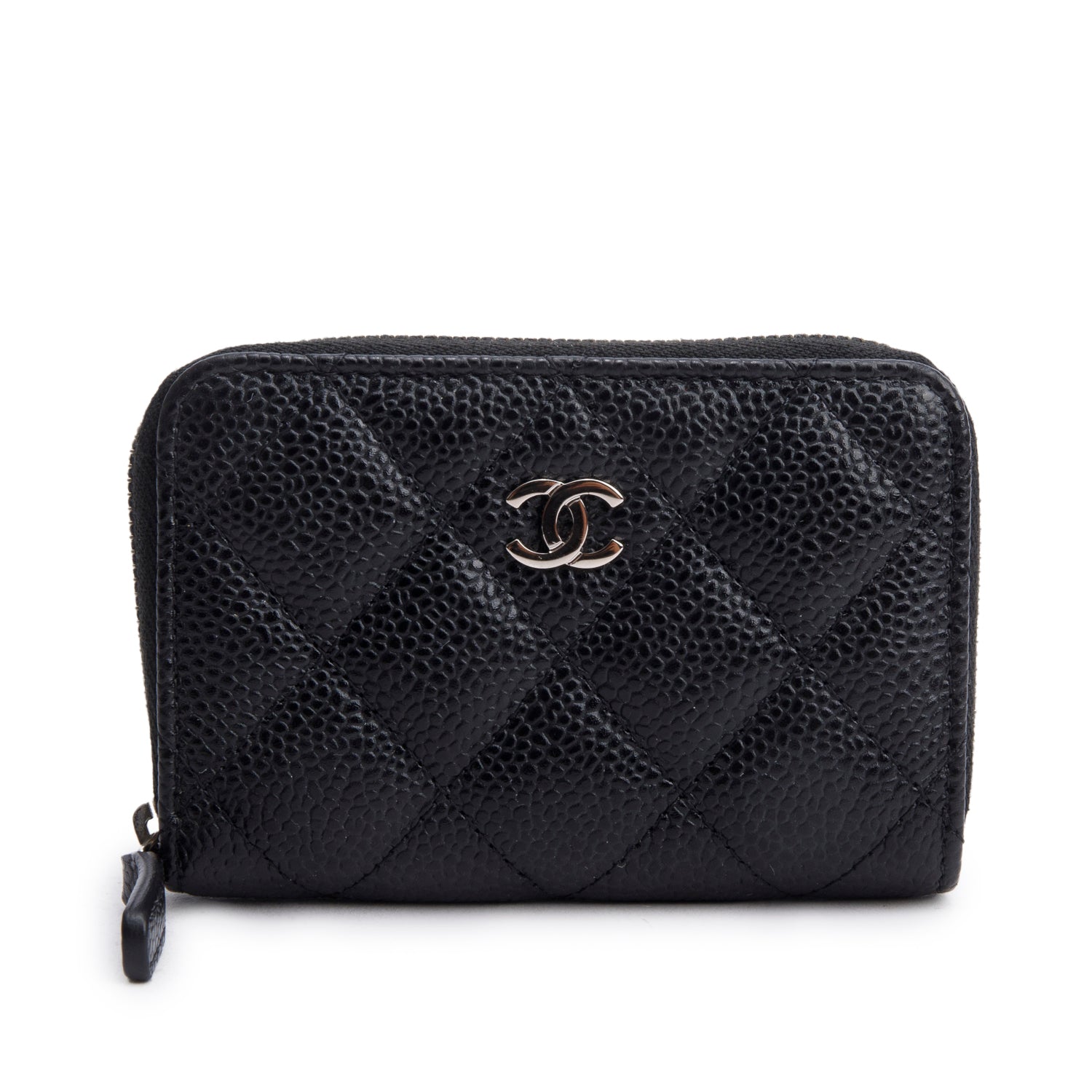 Chanel Black Caviar Leather Classic Zipped Coin Purse w/ Box & Authenticity Card