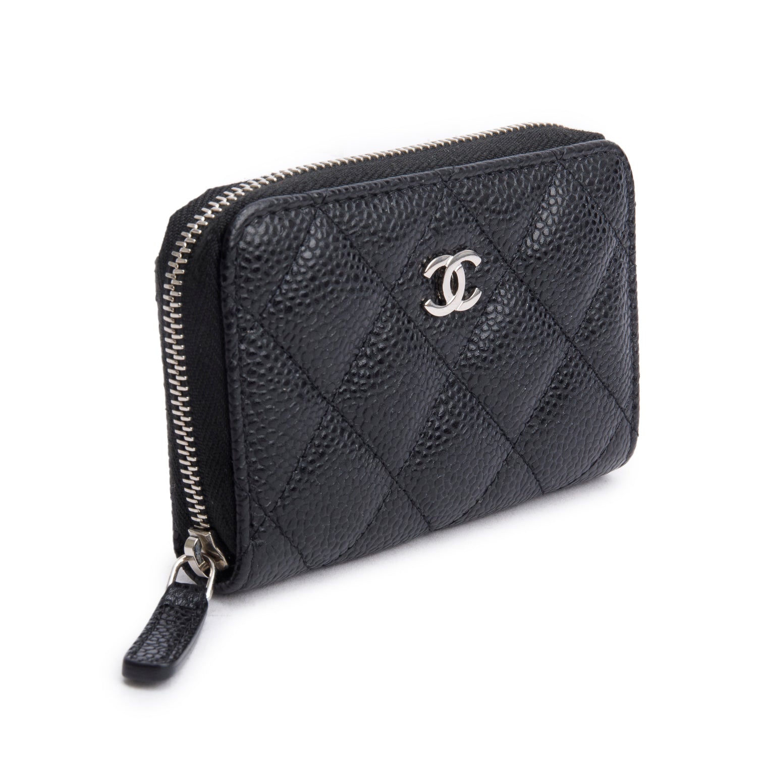 Chanel Black Caviar Leather Classic Zipped Coin Purse w/ Box & Authenticity Card