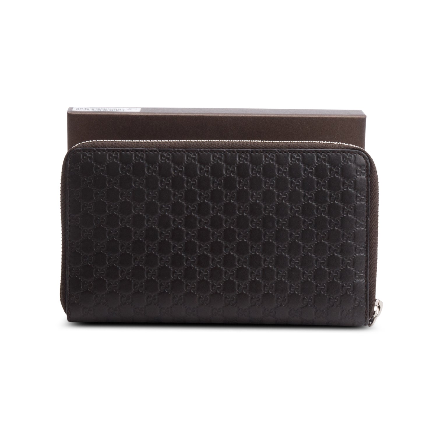 Gucci Brown Microguccissima Leather Zip Around Wallet Organizer w/ Box