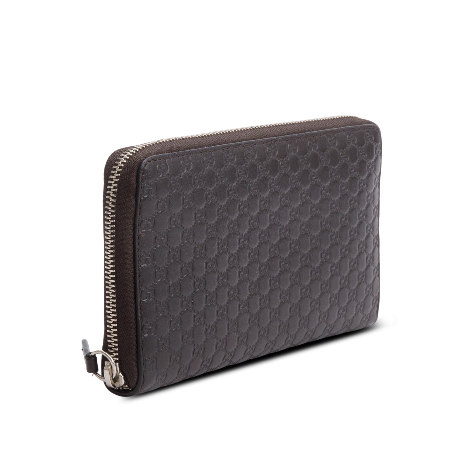 Gucci Brown Microguccissima Leather Zip Around Wallet Organizer w/ Box