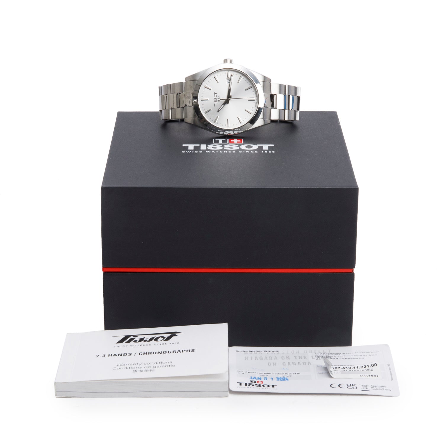 Tissot 2024 Stainless Steel Gentleman 40 MM Quartz Watch Silver Dial w/ Box & Papers