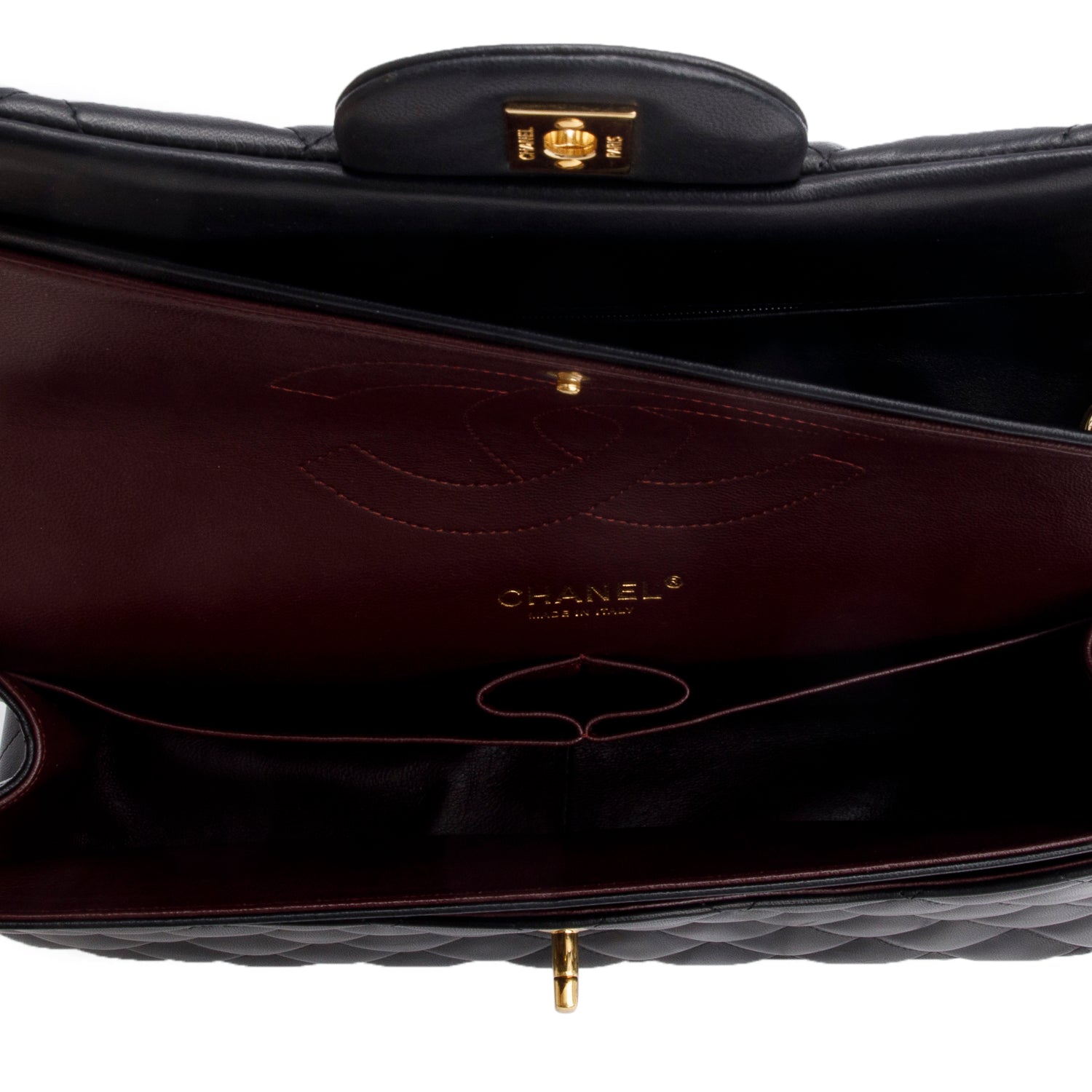 Chanel Black Quilted Lambskin Leather Classic Jumbo Double Flap Bag w/ Authenticity Card