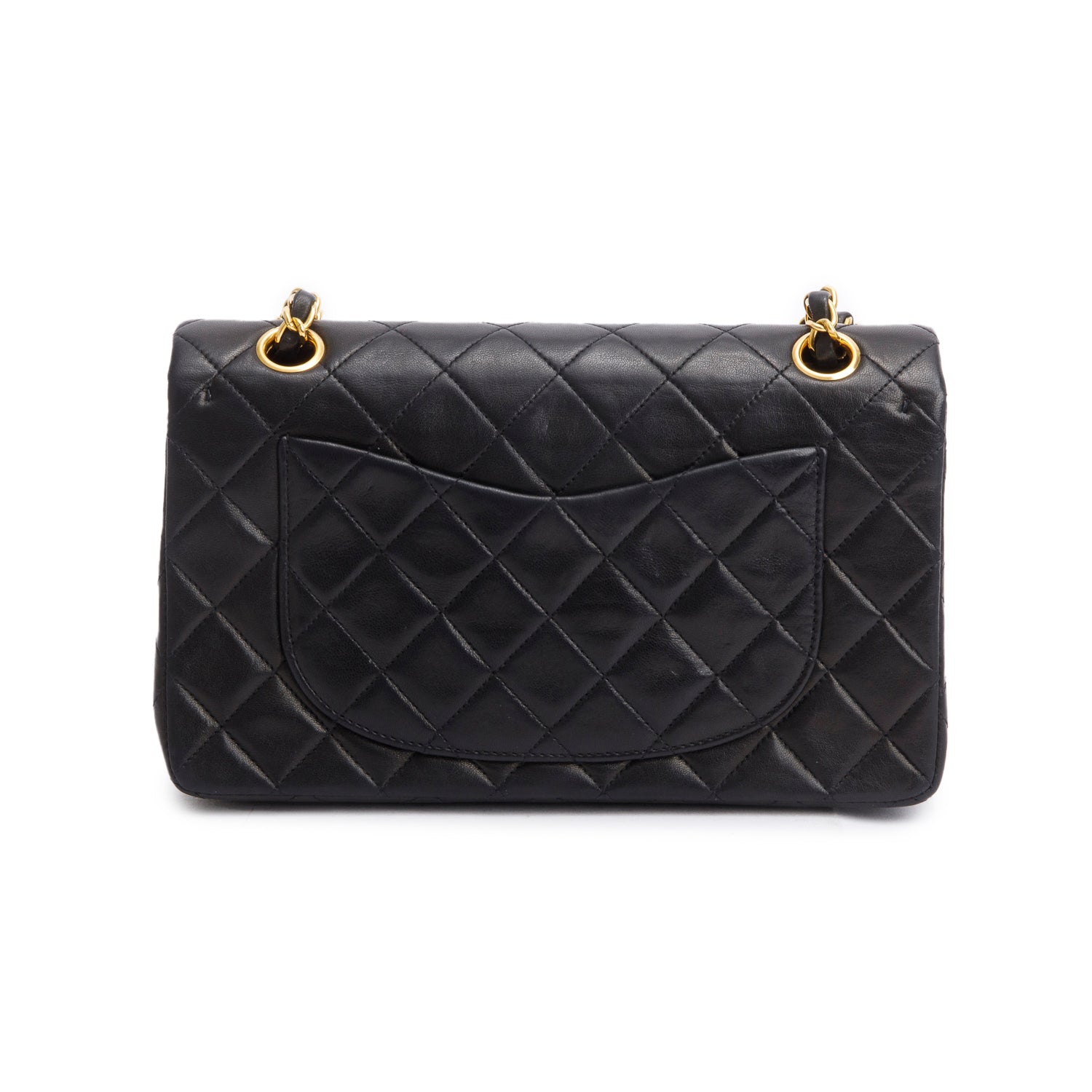 Chanel Vintage Black Quilted Lambskin Leather Classic Medium Double Flap Bag w/ Box & Authenticity Card