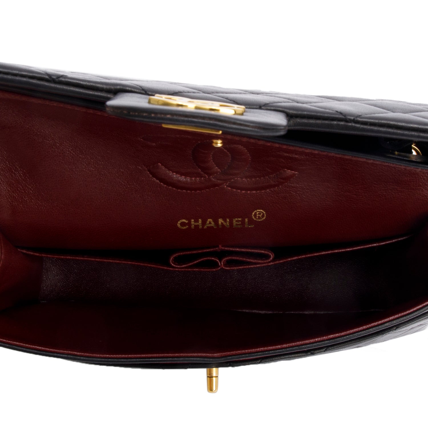 Chanel Vintage Black Quilted Lambskin Leather Classic Medium Double Flap Bag w/ Box & Authenticity Card