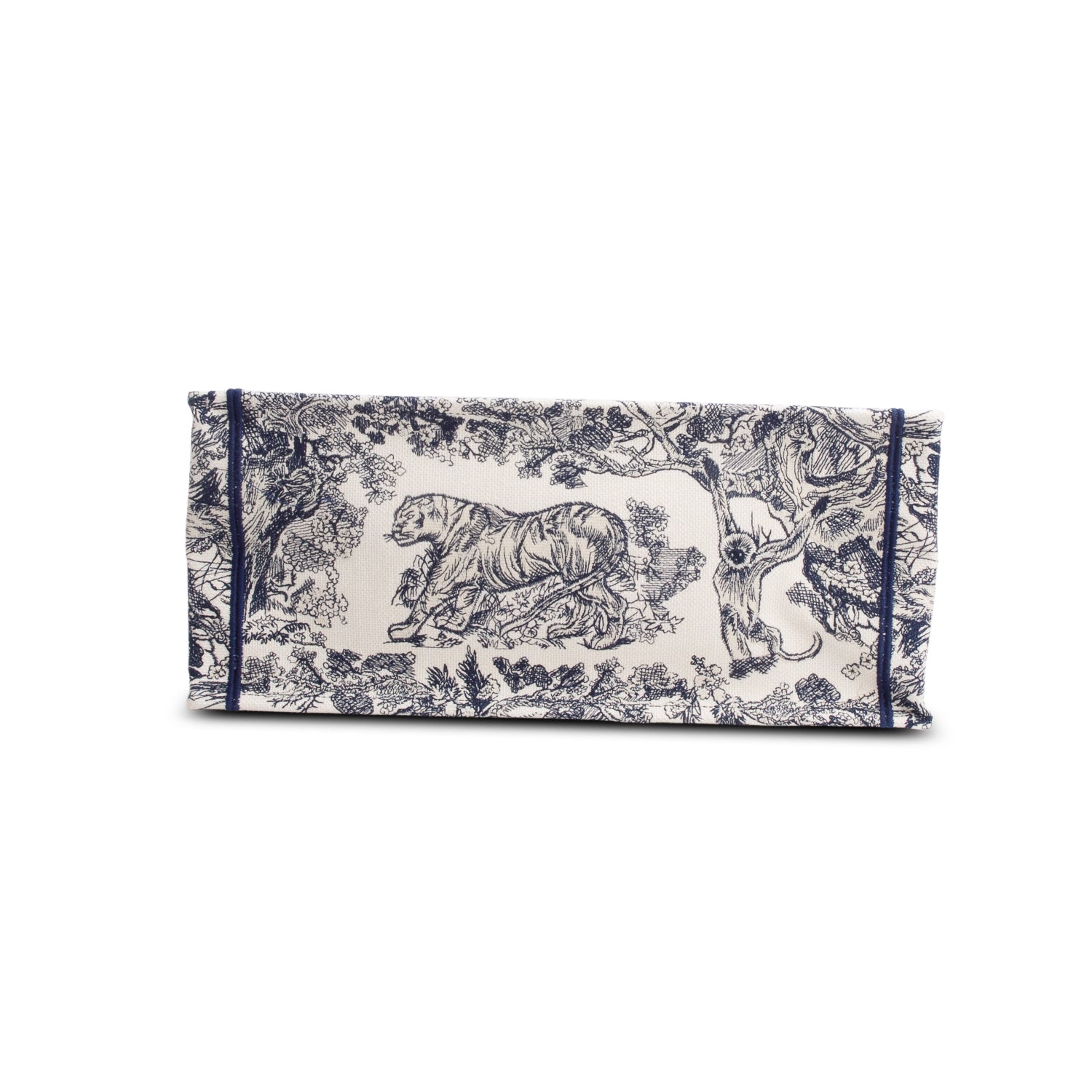 Christian Dior 2024 Large Ecru and Blue Toile de Jouy Embroidery Canvas Book Tote