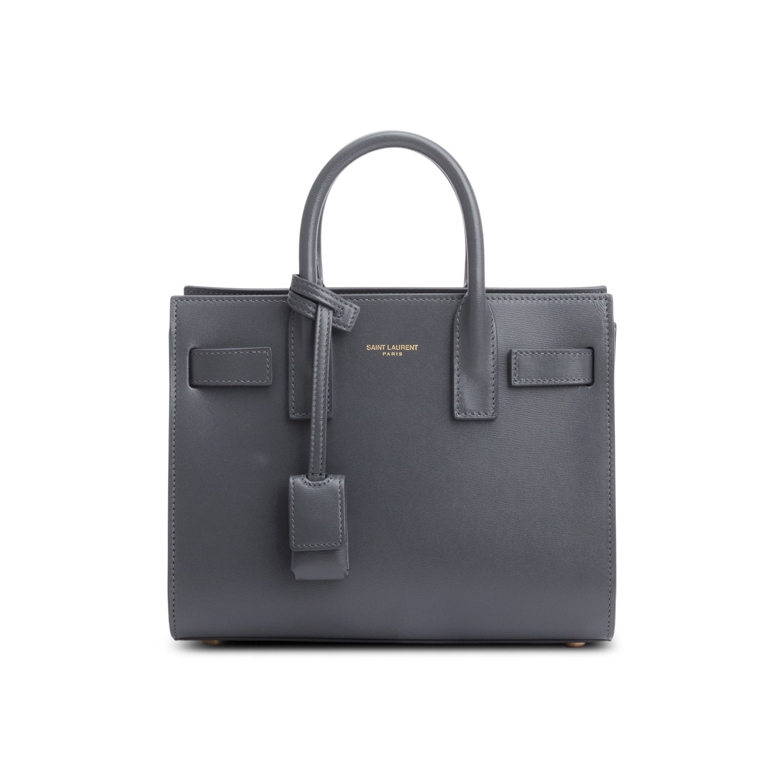 Saint Laurent 2024 Grey Smooth Calfskin Leather Nano Sac De Jour w/ Strap