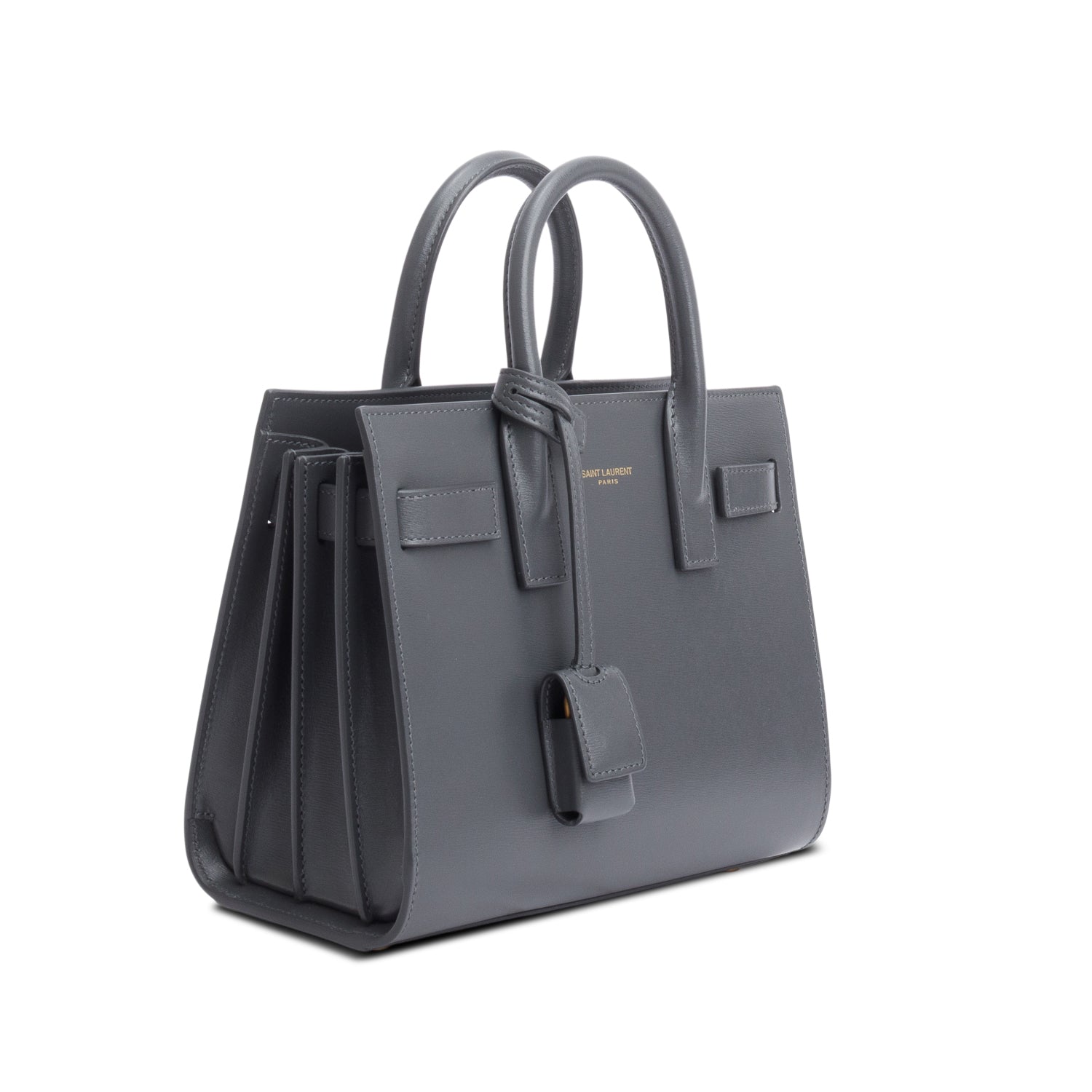 Saint Laurent 2024 Grey Smooth Calfskin Leather Nano Sac De Jour w/ Strap