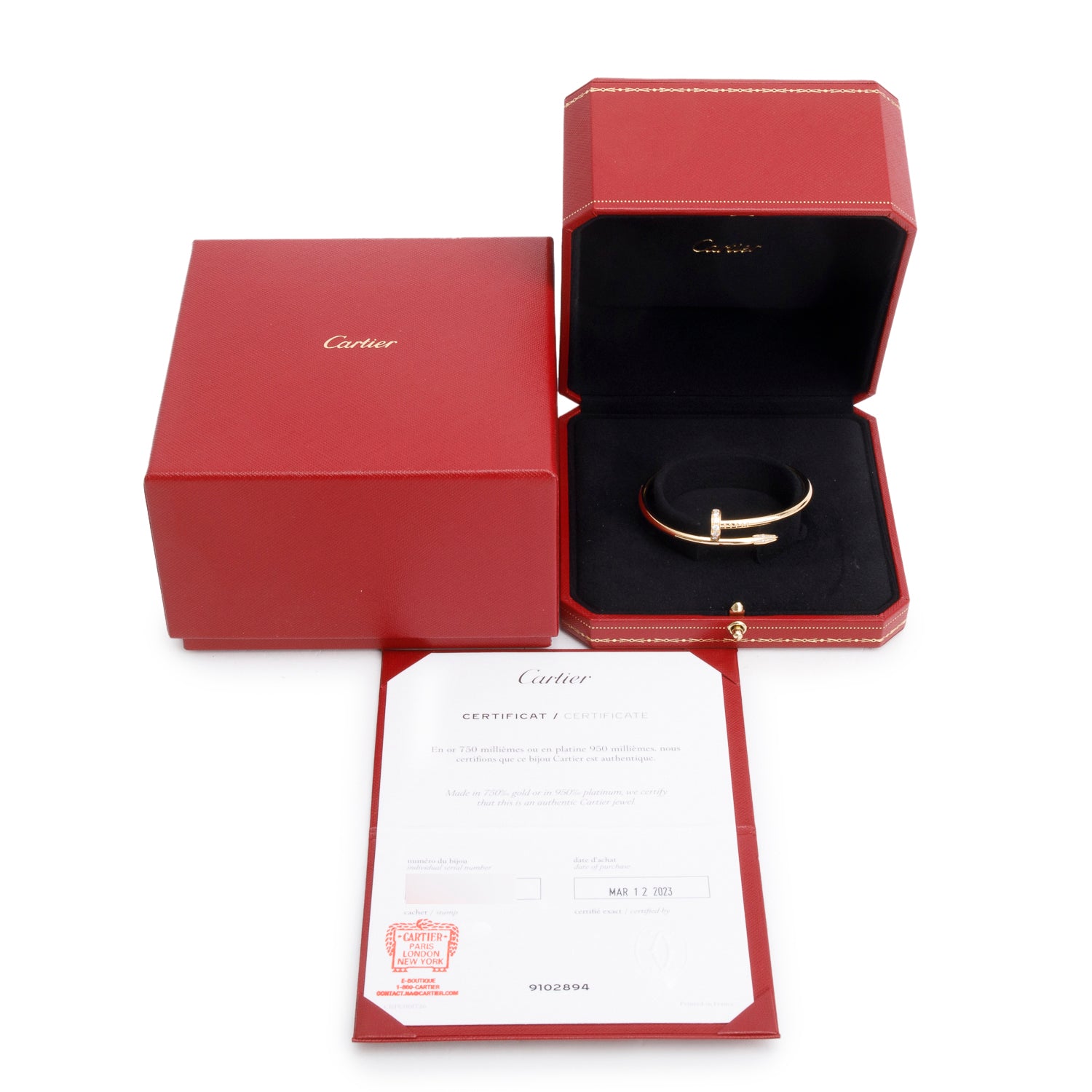 Cartier 2023 18k Yellow Gold Juste Un Clou Diamond Bracelet, Size 16 w/ Box & Certificate