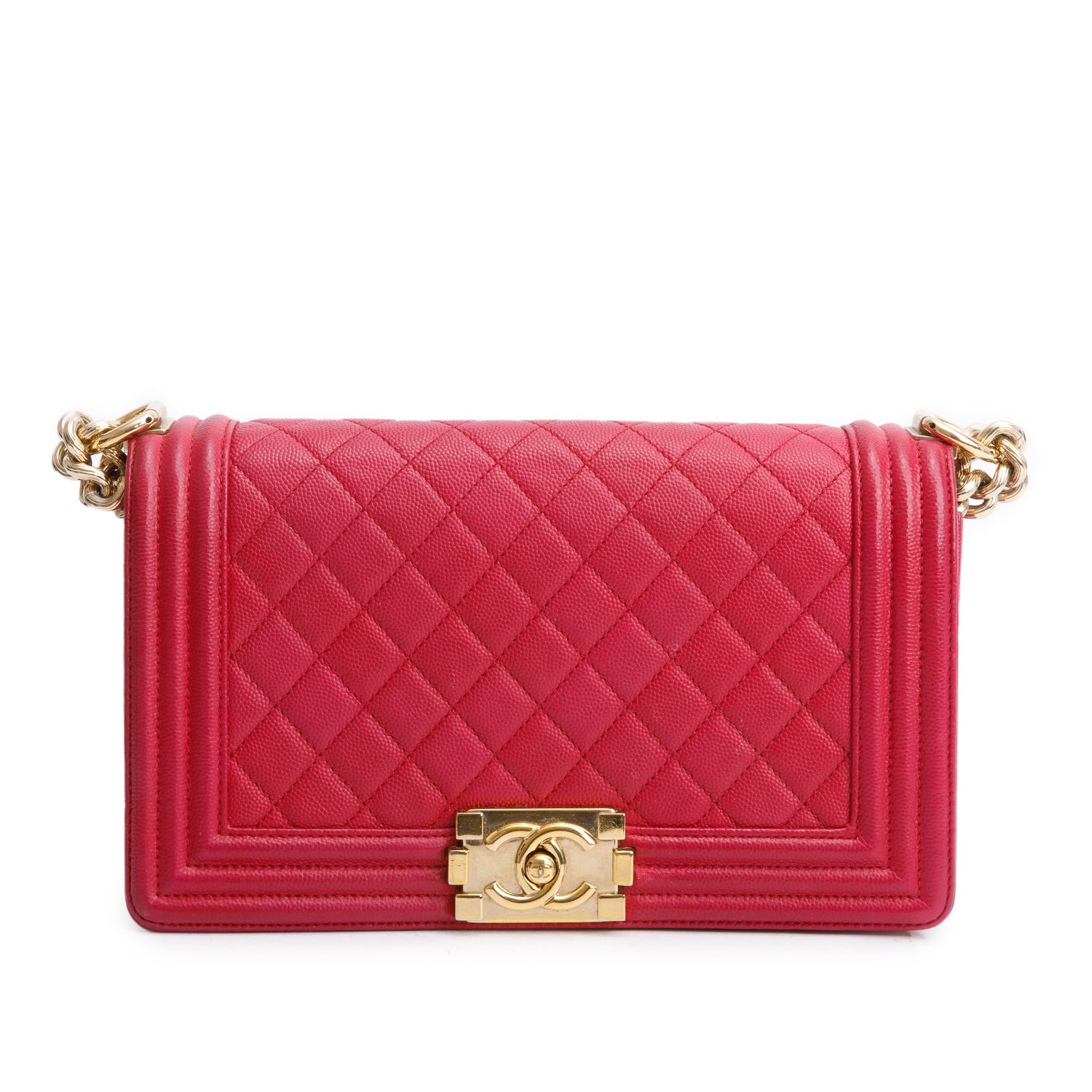 Chanel Pink Caviar Quilted Medium Boy Bag w/ Box & Authenticity Card