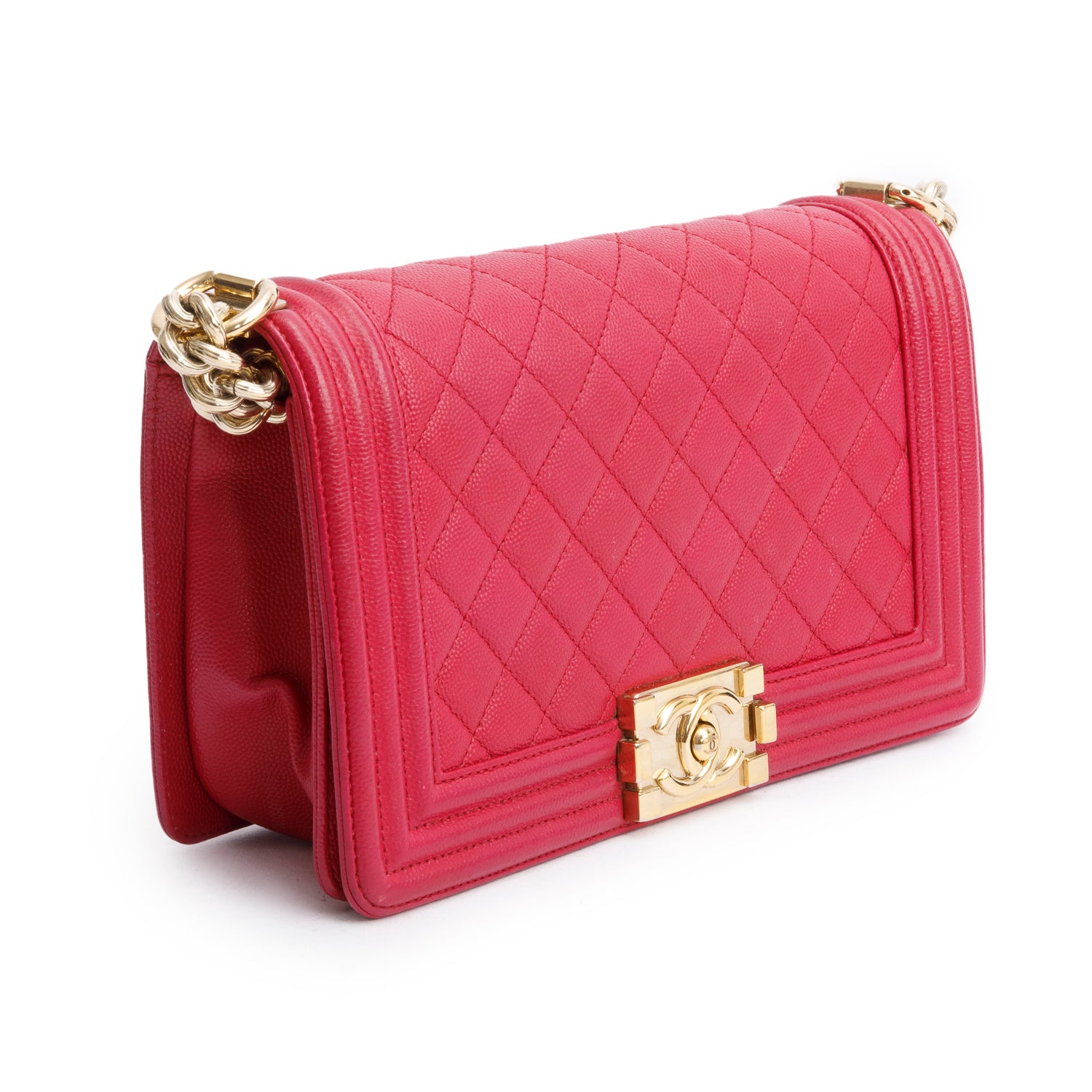 Chanel Pink Caviar Quilted Medium Boy Bag w/ Box & Authenticity Card