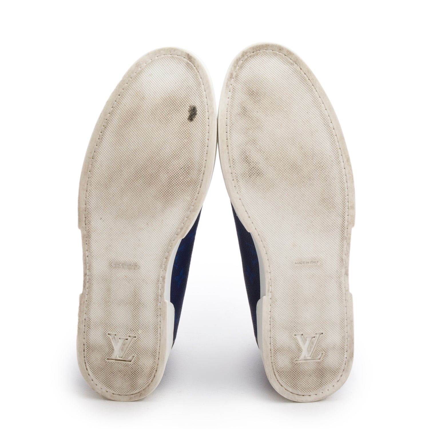 Louis Vuitton Blue/Brown Monogram Canvas Match Up Sneakers, Men's Size 8.5 w/ Box