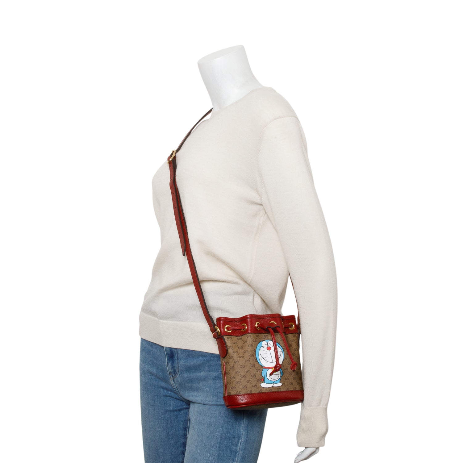 Gucci x Doraemon Mini GG Supreme Mini Bucket Bag