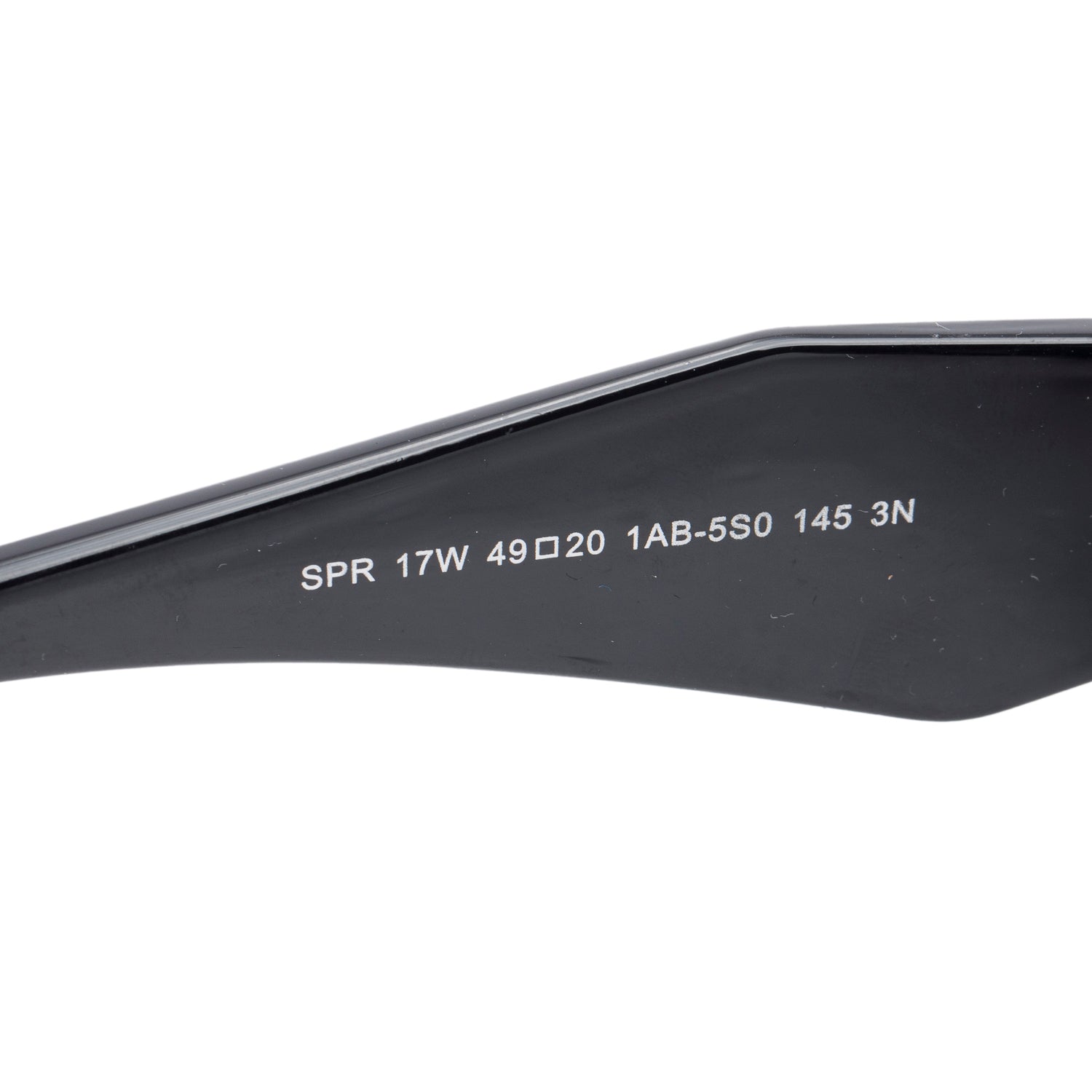 Prada SPR 17W Black Acetate Symbole Rectangular Sunglasses w/ Case