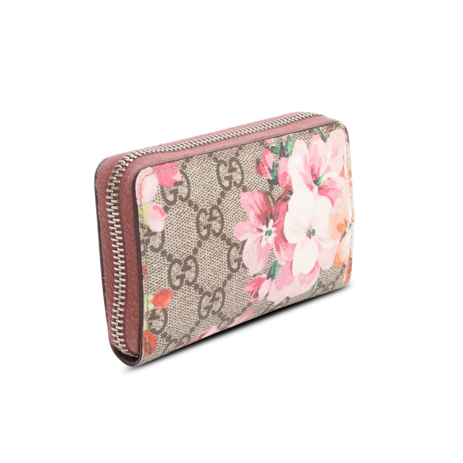 Gucci GG Supreme Blooms Zip Around Card Case Wallet