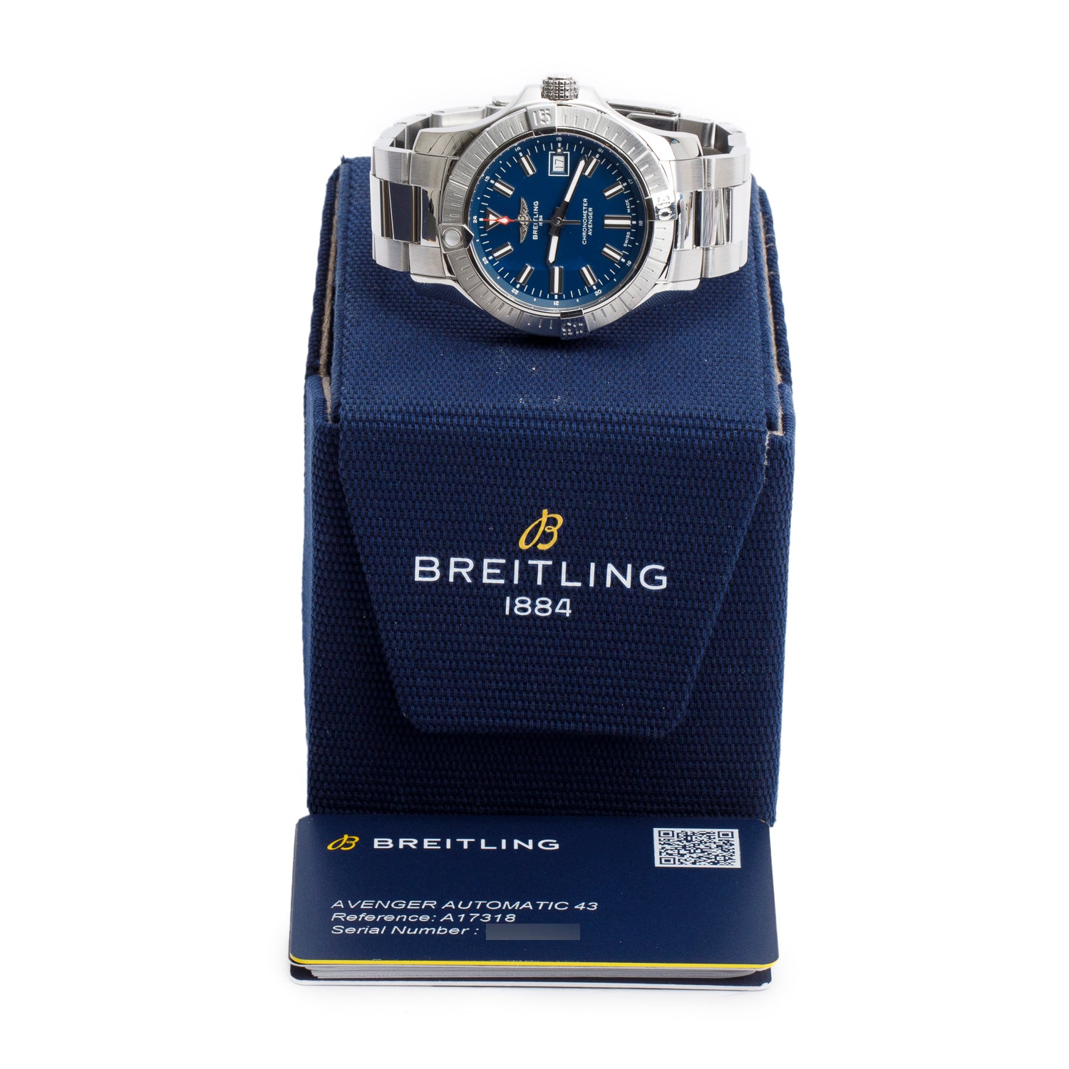 Breitling Stainless Steel Avenger 43 MM Automatic Watch Blue Dial A17318 w/ Box & Papers