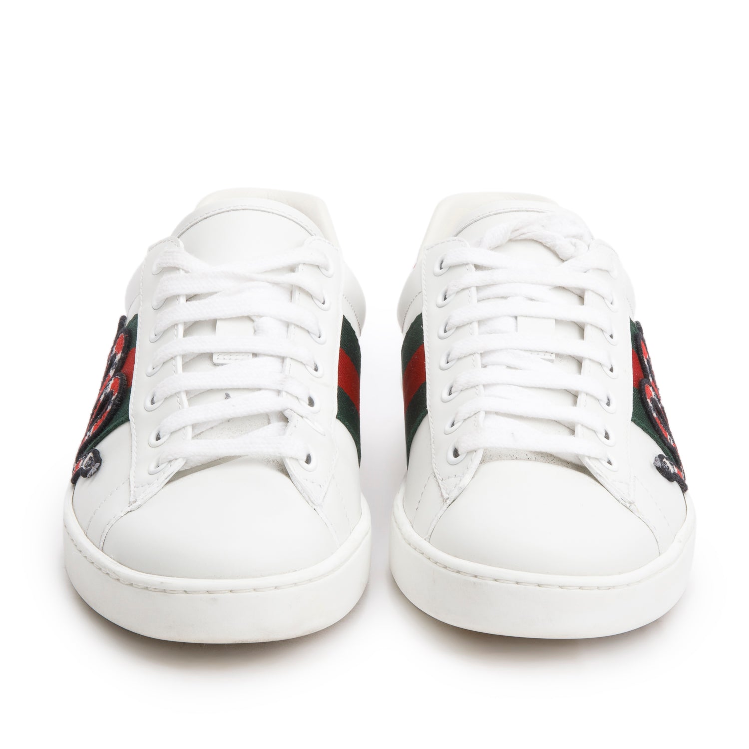 Gucci White Leather Embroidered Web Snake Ace Sneakers, Men's Size 5 w/ Box