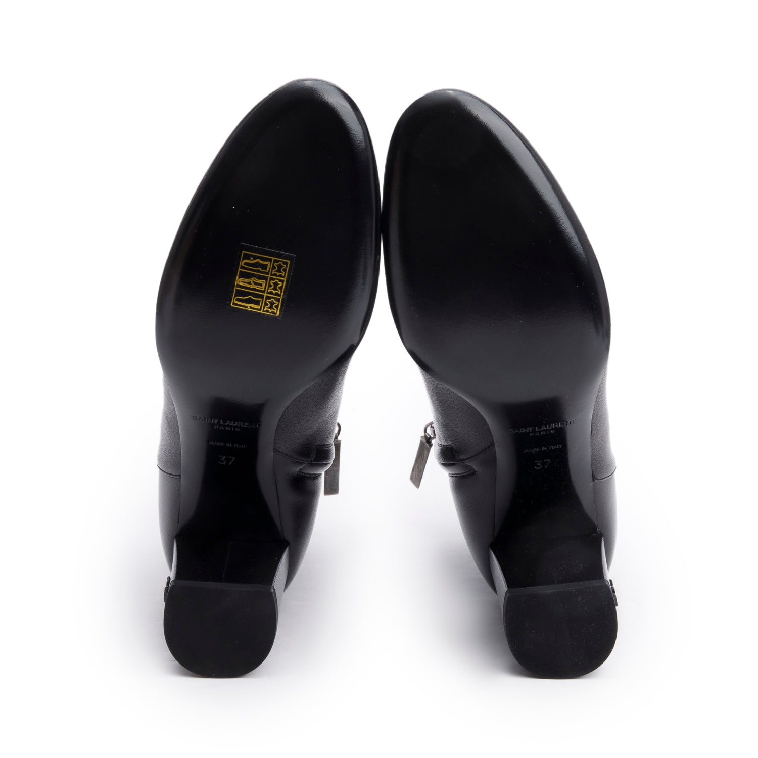 Saint Laurent Black Leather Lou Ankle Boots, Size 37 w/ Box