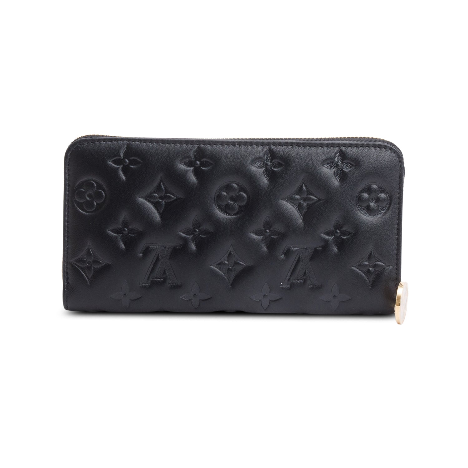 Louis Vuitton Black Monogram Embossed Leather Coussin Zippy Wallet w/ Box