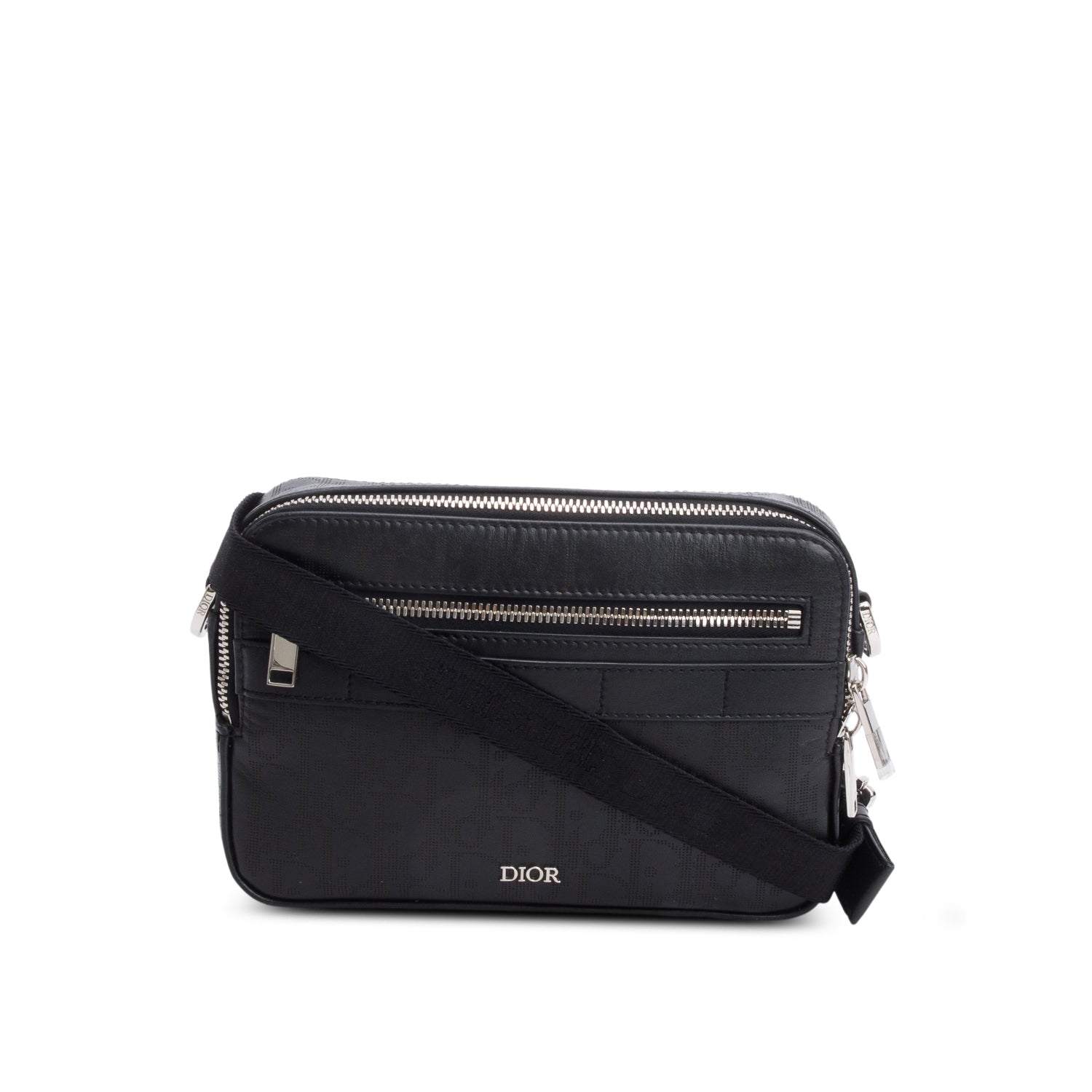 Christian Dior 2022 Black Oblique Galaxy Leather Safari Messenger Pouch w/ Strap