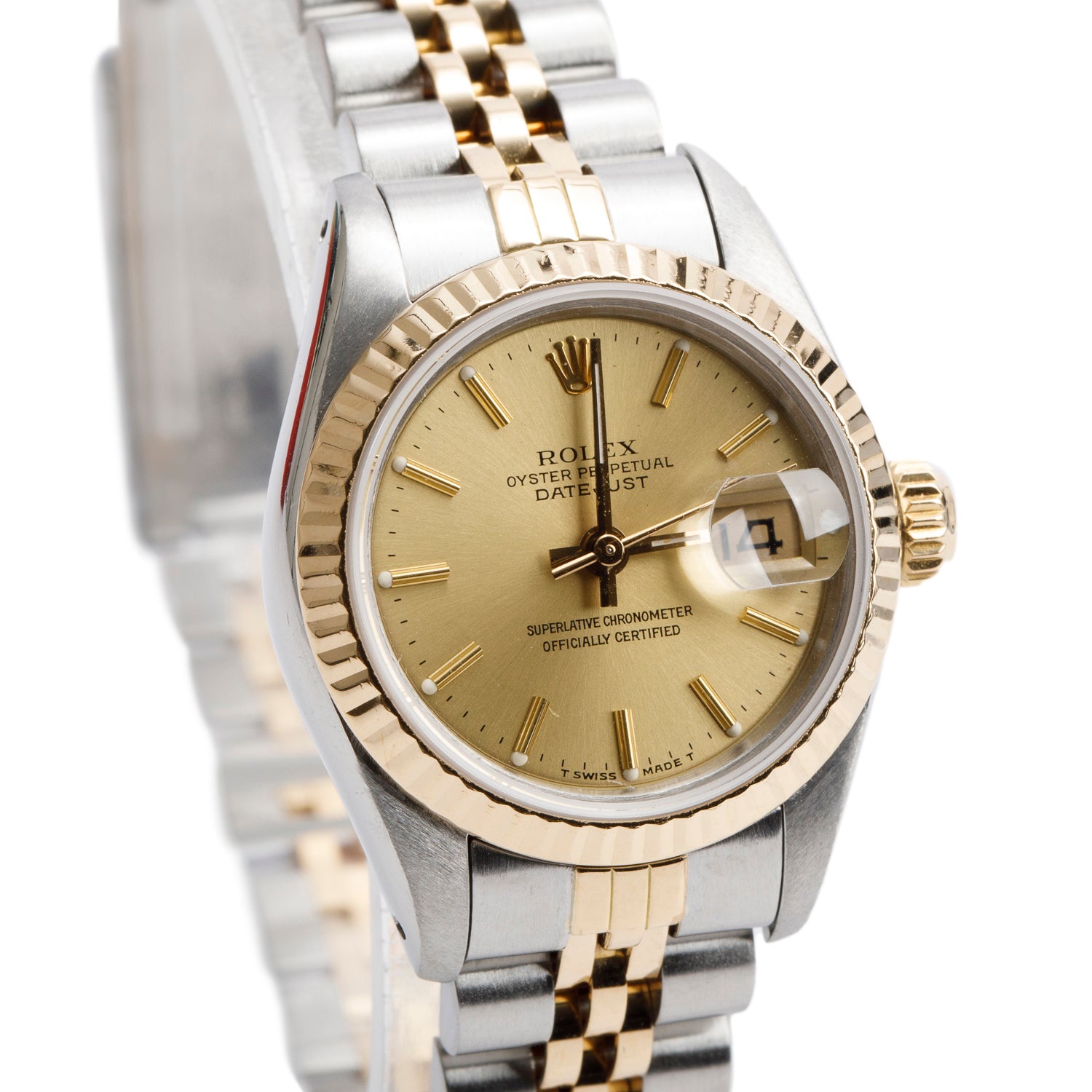 Rolex Stainless Steel & 18k Yellow Gold Date 26 MM Watch Gold Dial R69173 w/ Box & Papers