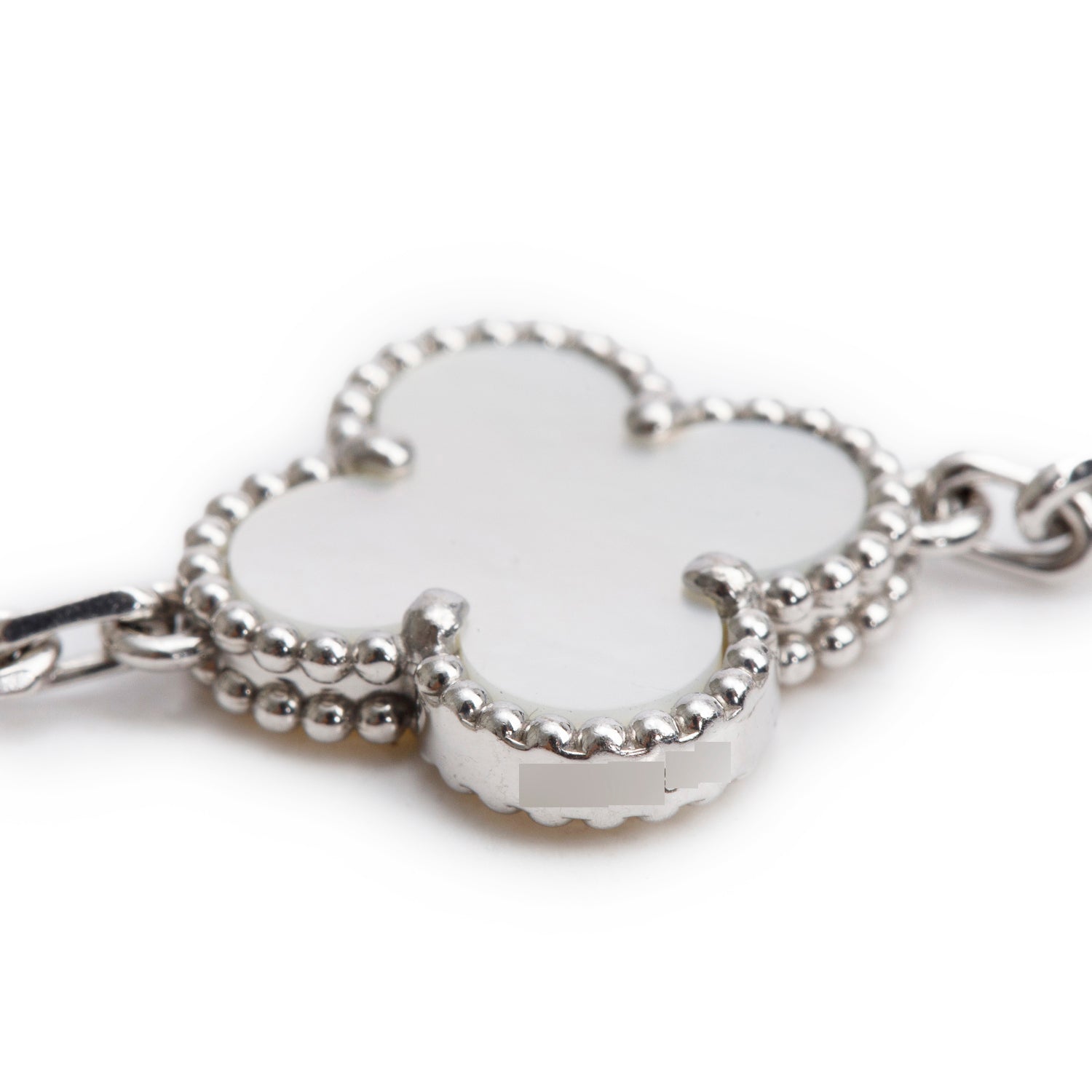 Van Cleef & Arpels 18k White Gold Vintage Alhambra 10 Motif Mother of Pearl Necklace