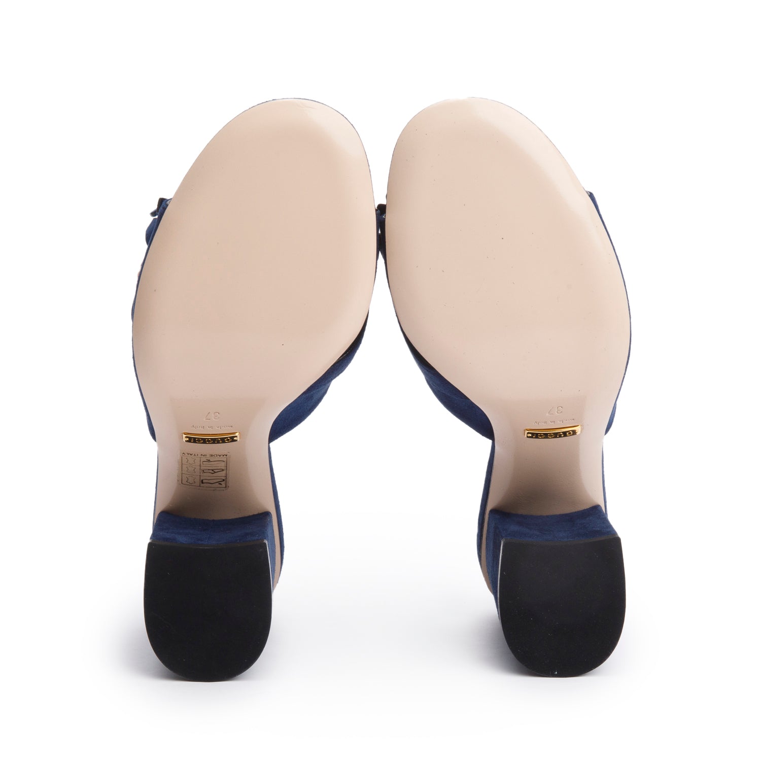 Gucci Blue Suede GG Marmont Fringe Mules, Size 37 w/ Box