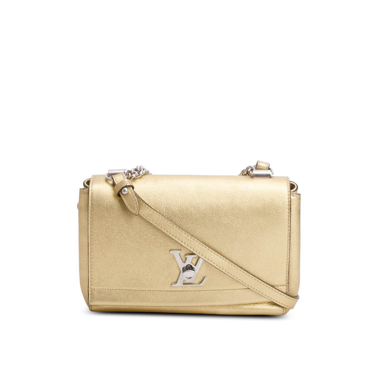 Louis Vuitton Metallic Gold Taurillon Leather LockMe II BB Chain Bag