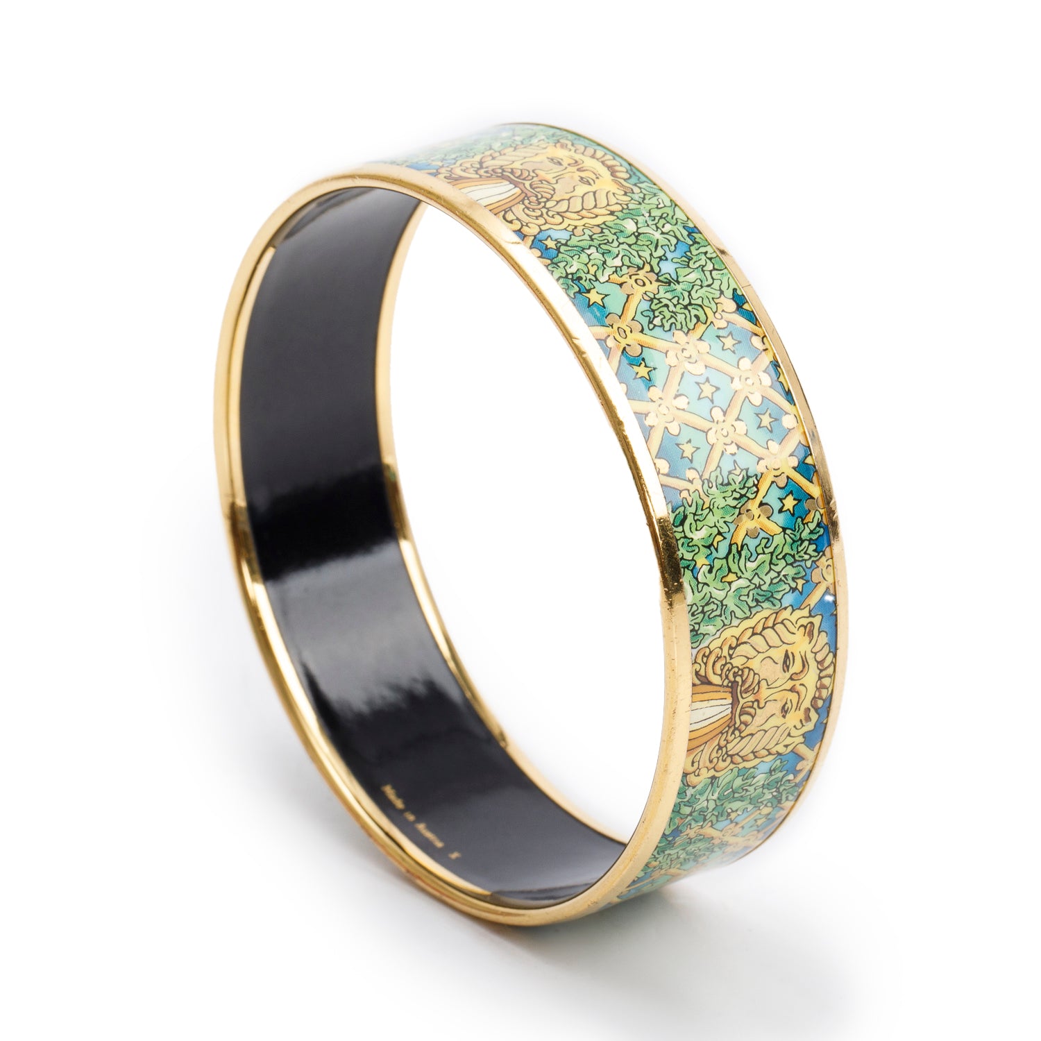 Hermes Gold-Plated Multicolor Enamel Wide Bangle