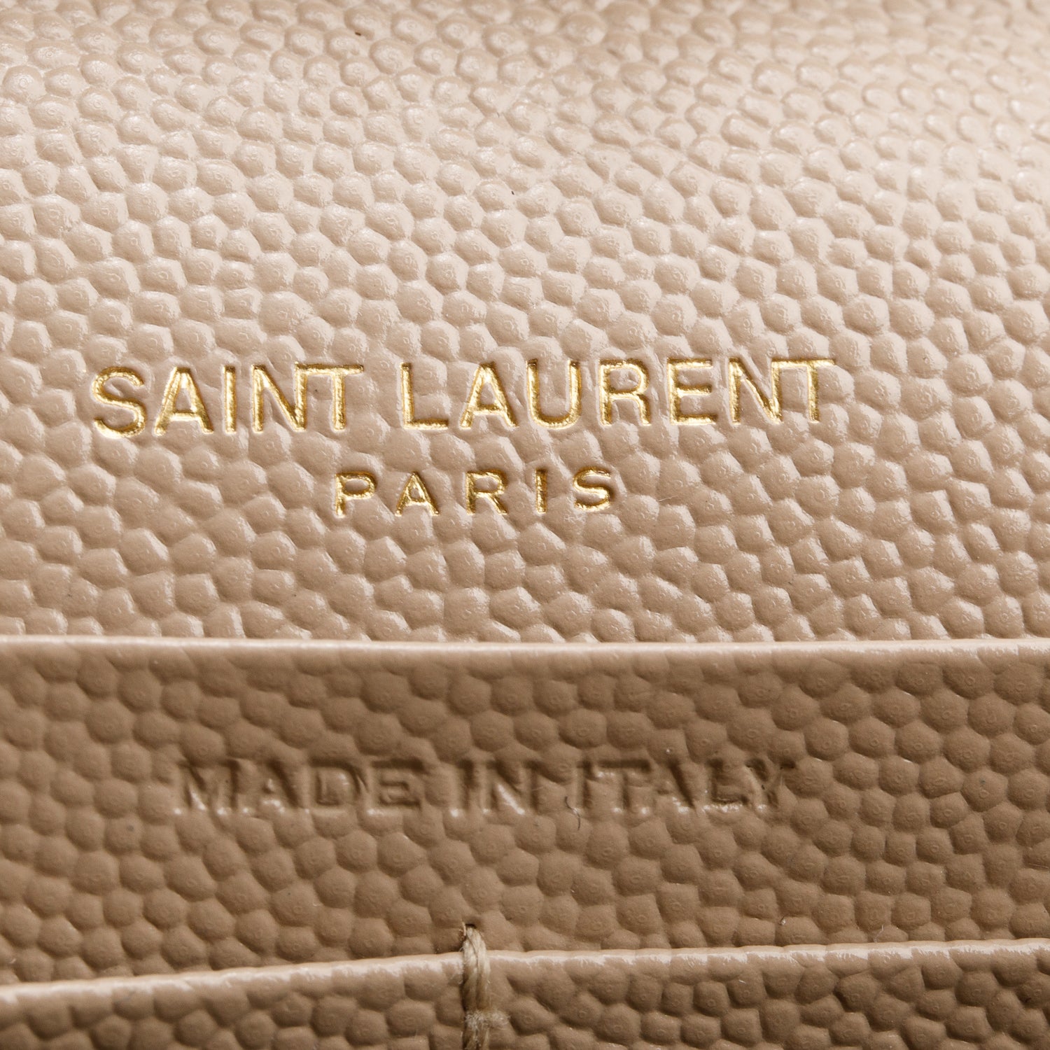 Saint Laurent 2023 Beige Grain De Poudre Leather Cassandre Envelope Chain Wallet w/ Box & Receipt