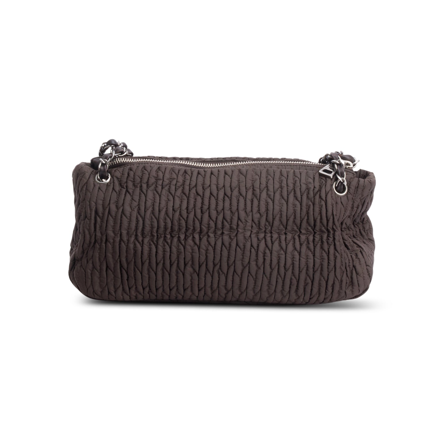 Prada Brown Tessuto Gaufre Nylon Chain Shoulder Bag
