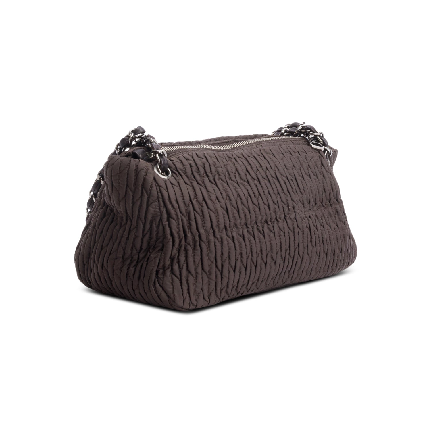 Prada Brown Tessuto Gaufre Nylon Chain Shoulder Bag