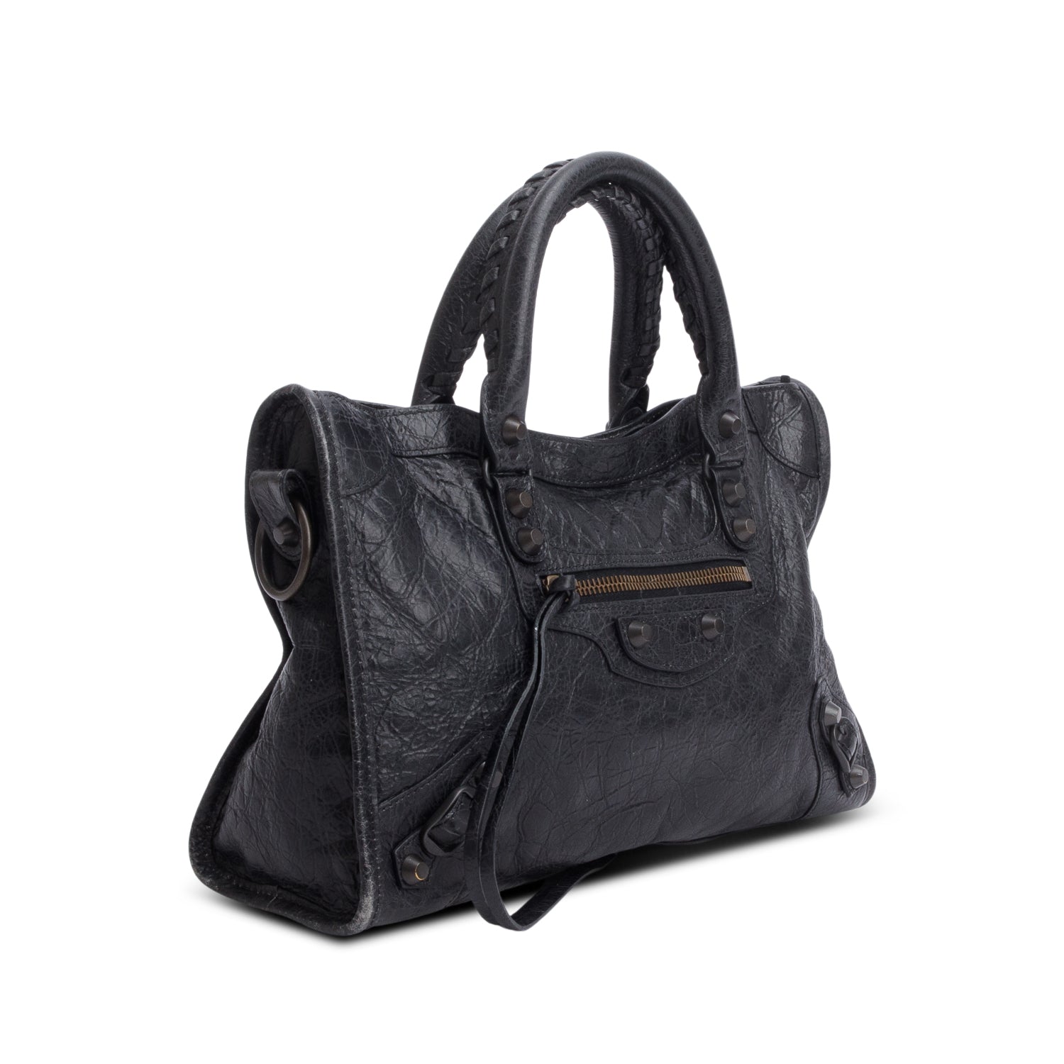 Balenciaga 2024 Black Arena Leather Small Le City Bag w/ Strap & Receipt