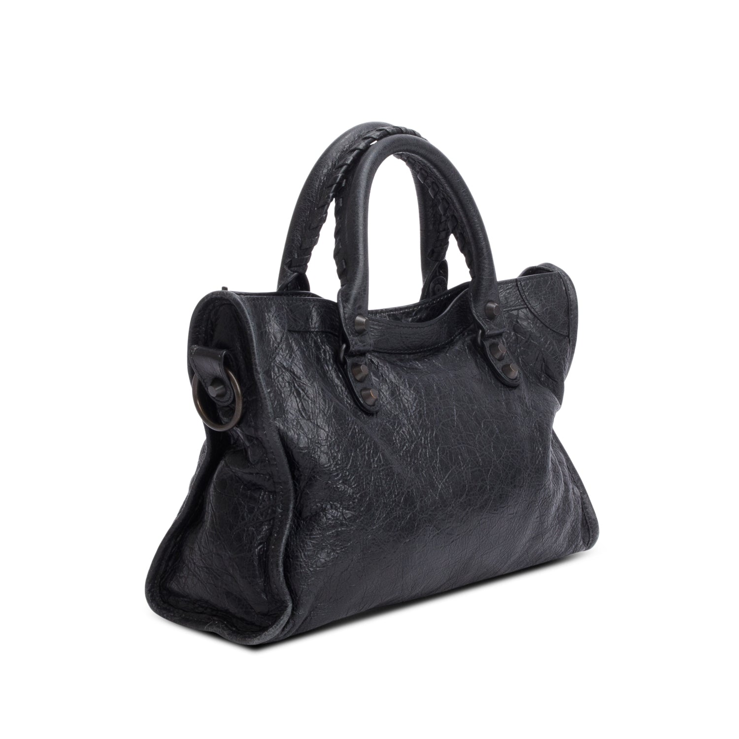 Balenciaga 2024 Black Arena Leather Small Le City Bag w/ Strap & Receipt