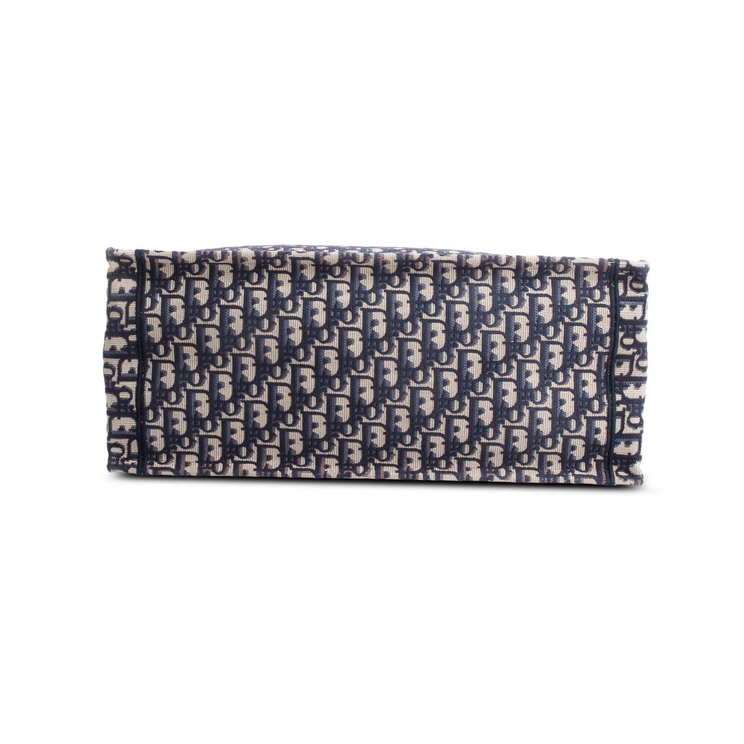 Christian Dior Ecru and Blue Dior Oblique Embroidery Large Book Tote