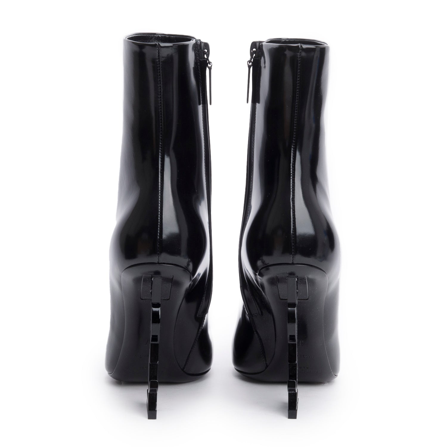 Saint Laurent Black Patent Leather Opyum Ankle Boots, Size 37 w/ Box