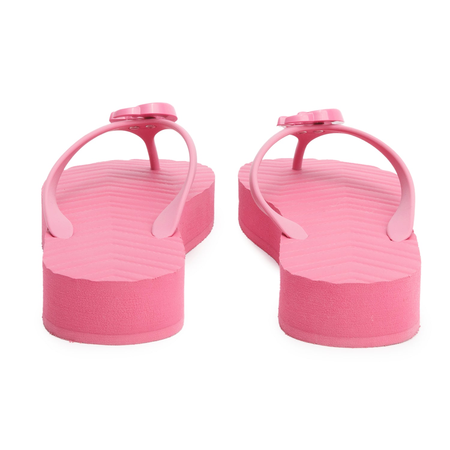 Gucci Pink Rubber Chevron GG Thong Sandals, Size 40 w/ Box