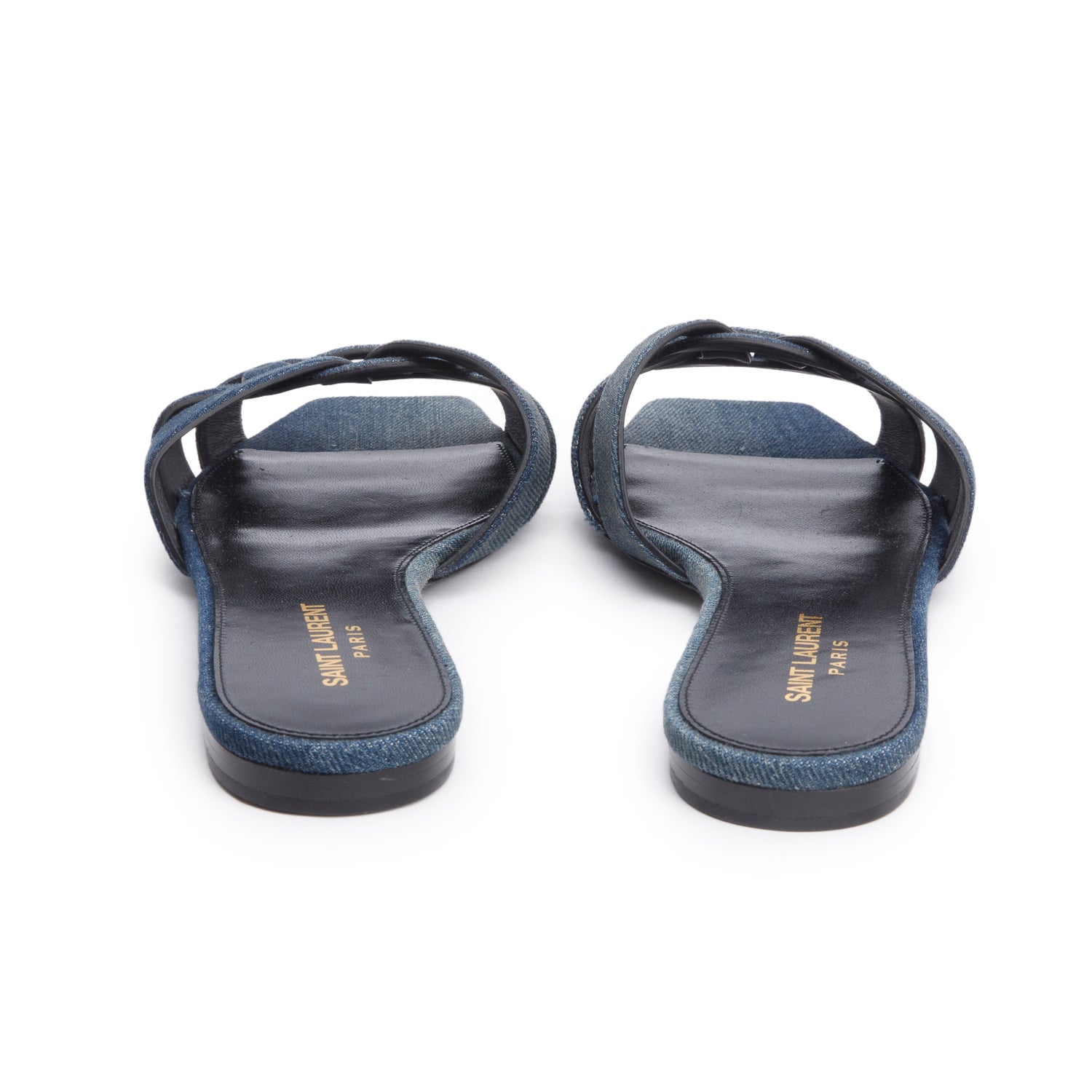 Saint Laurent Blue Denim Tribute Flat Slides , Size 39 w/ Box