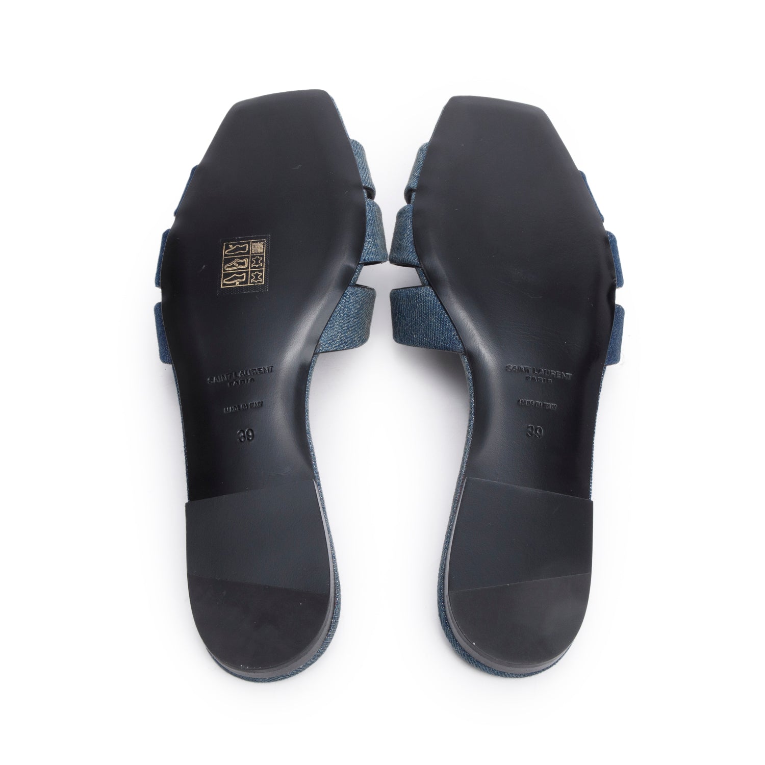 Saint Laurent Blue Denim Tribute Flat Slides , Size 39 w/ Box