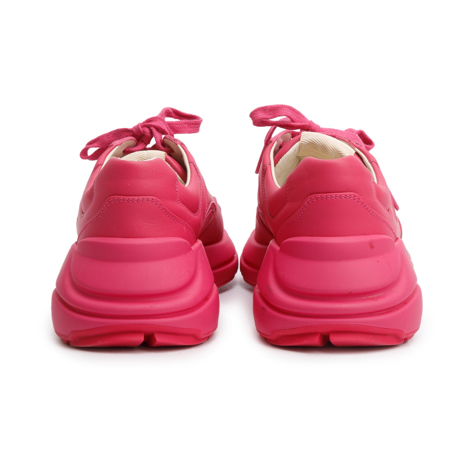 Gucci Pink Leather Women's Rhyton Gucci Logo Sneakers, Size 39 w/ Box